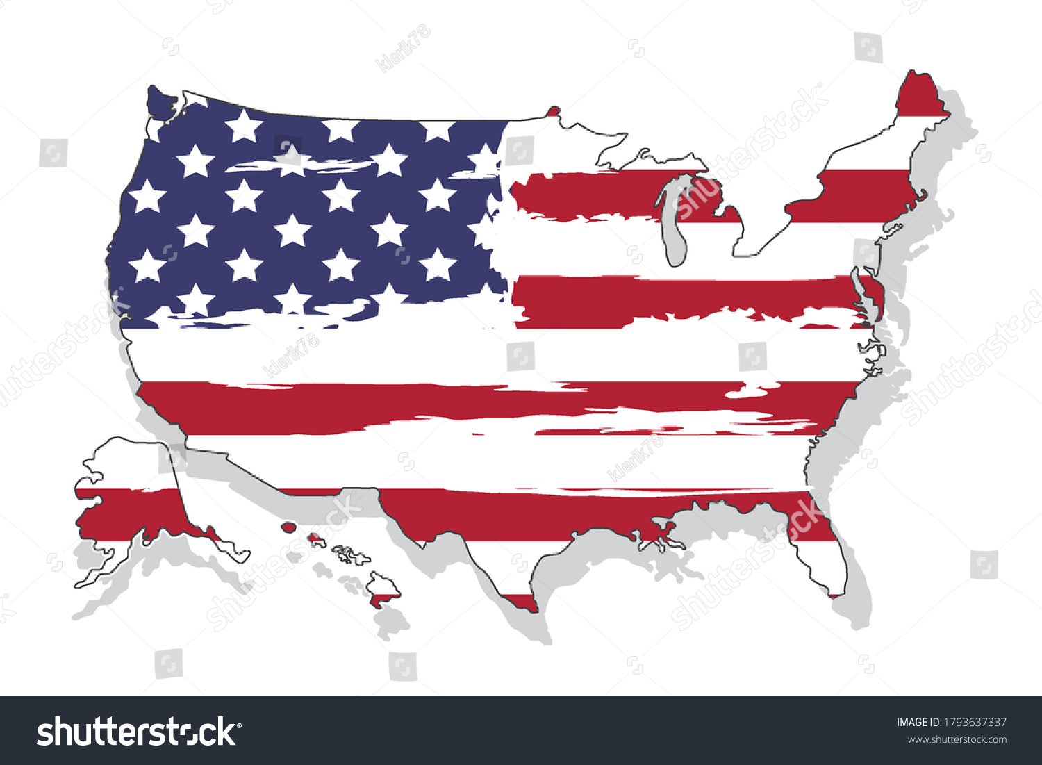 United states of America map with flag. North - Royalty Free Stock ...