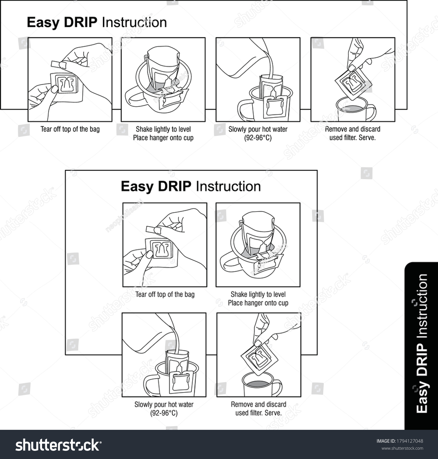 Easy DRIP Instruction Illustration For Coffee Bag #1794127048