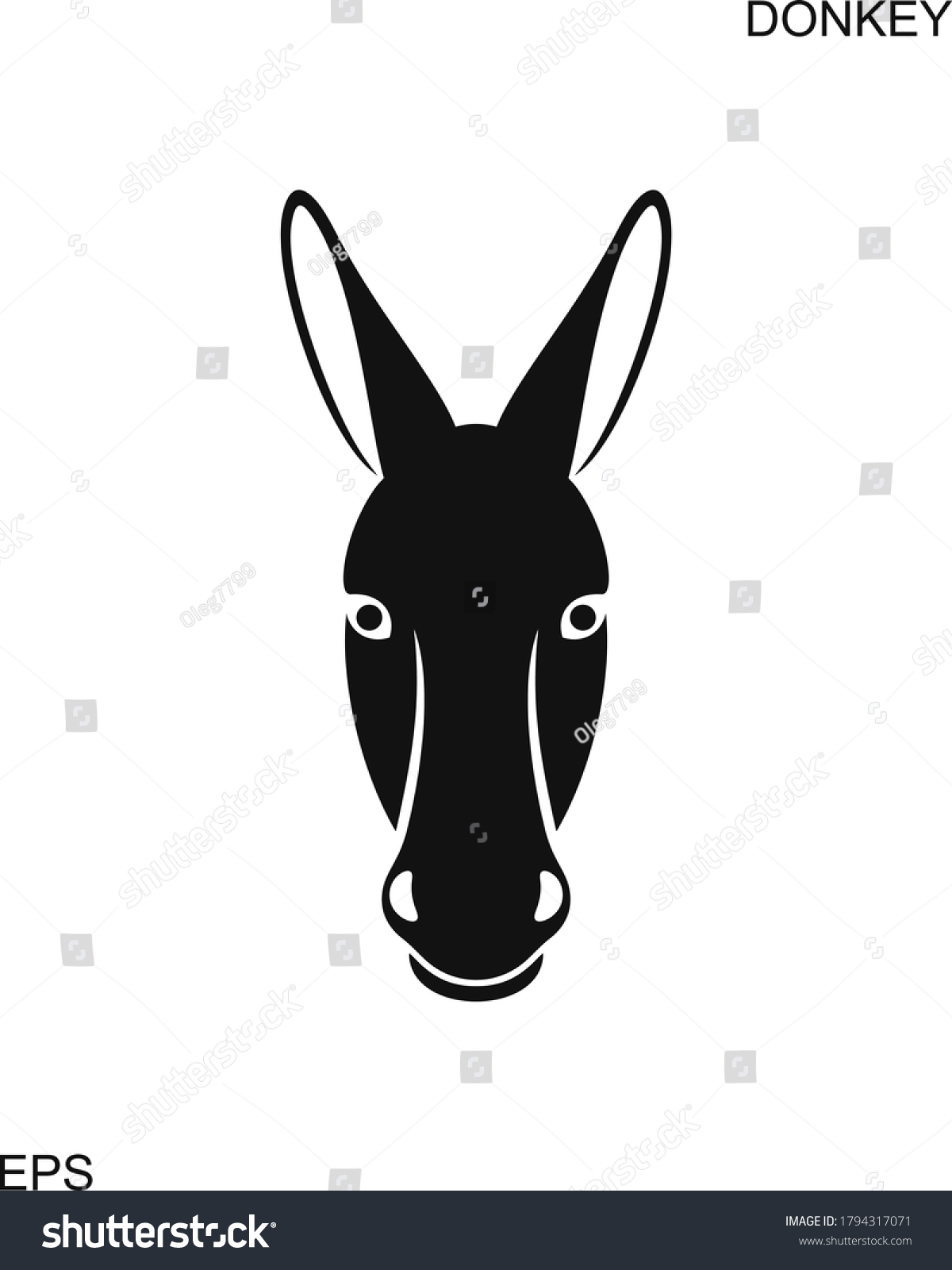 Donkey head logo. Isolated donkey head on white - Royalty Free Stock ...