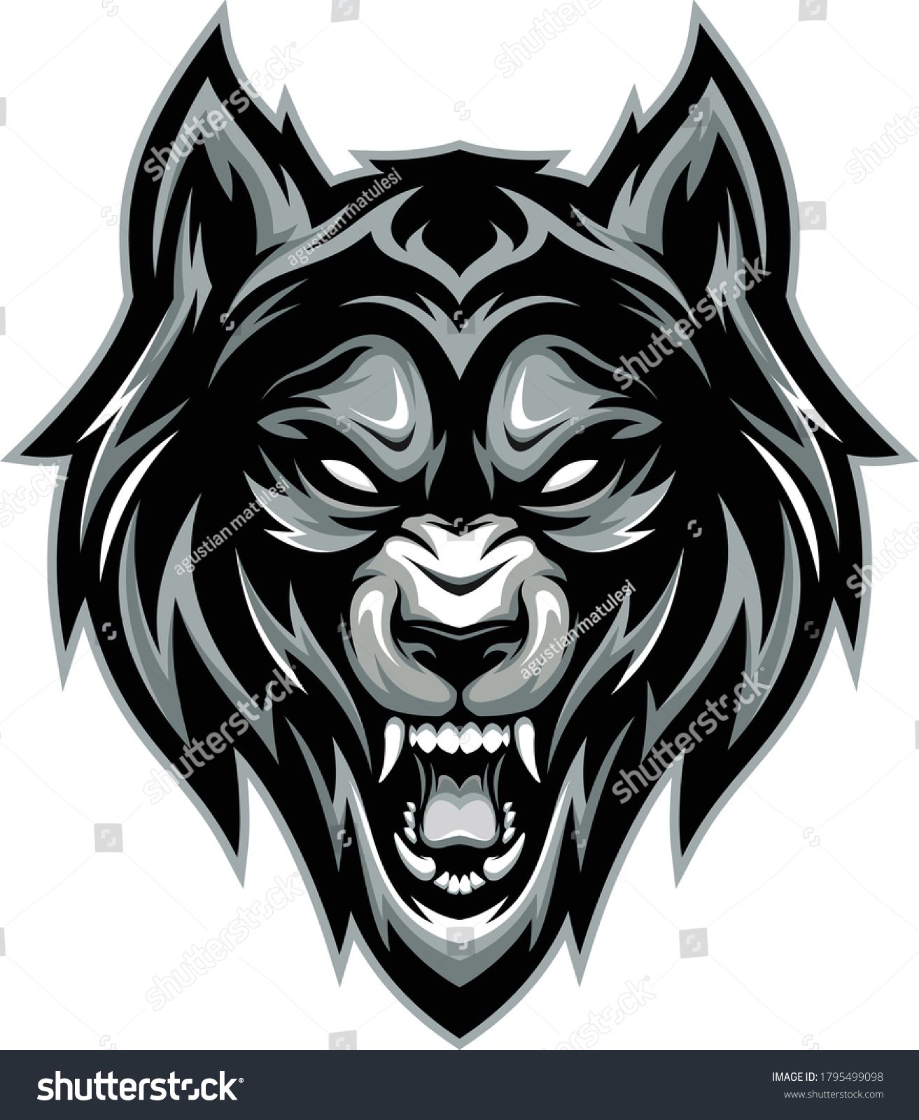 Vector image of angry wolf head - Royalty Free Stock Vector 1795499098 ...