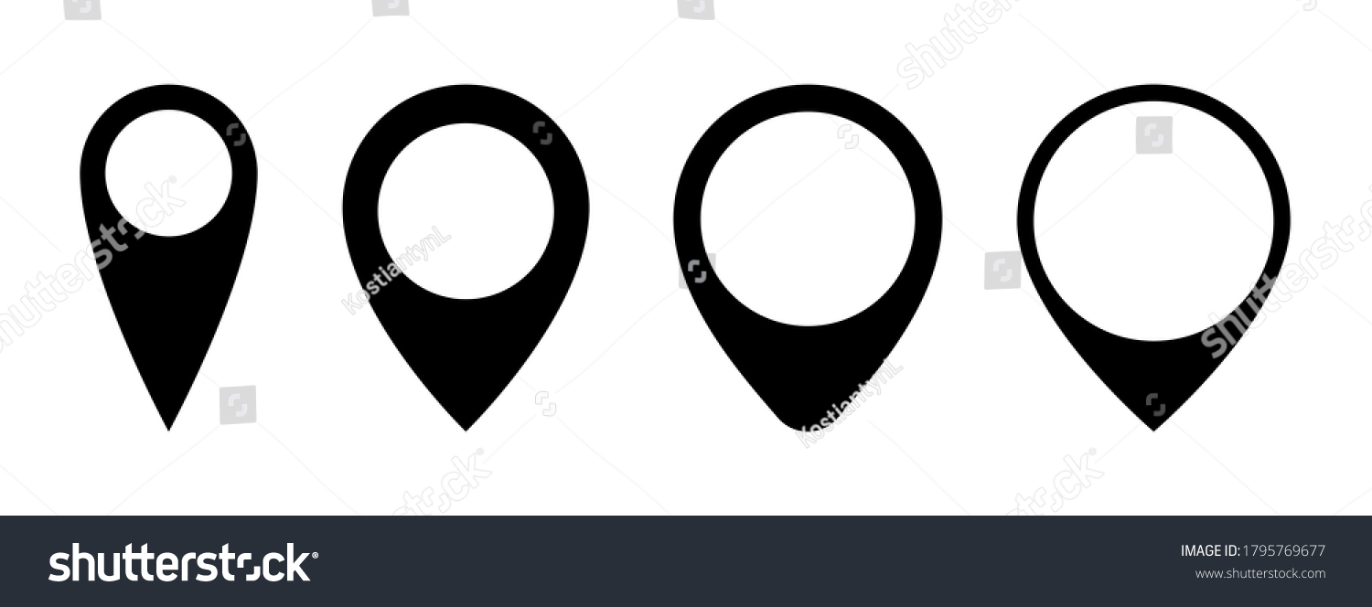 Location pin icon, map label mark, black simple - Royalty Free Stock ...