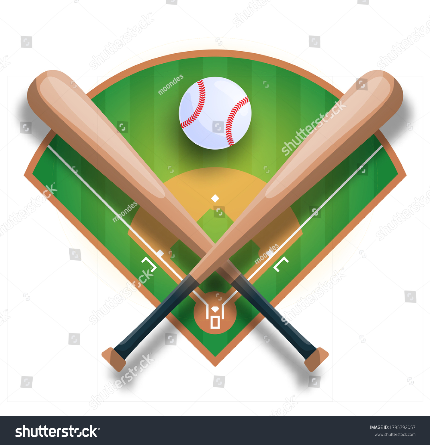 Realistic baseball concept with baseball crossed - Royalty Free Stock ...