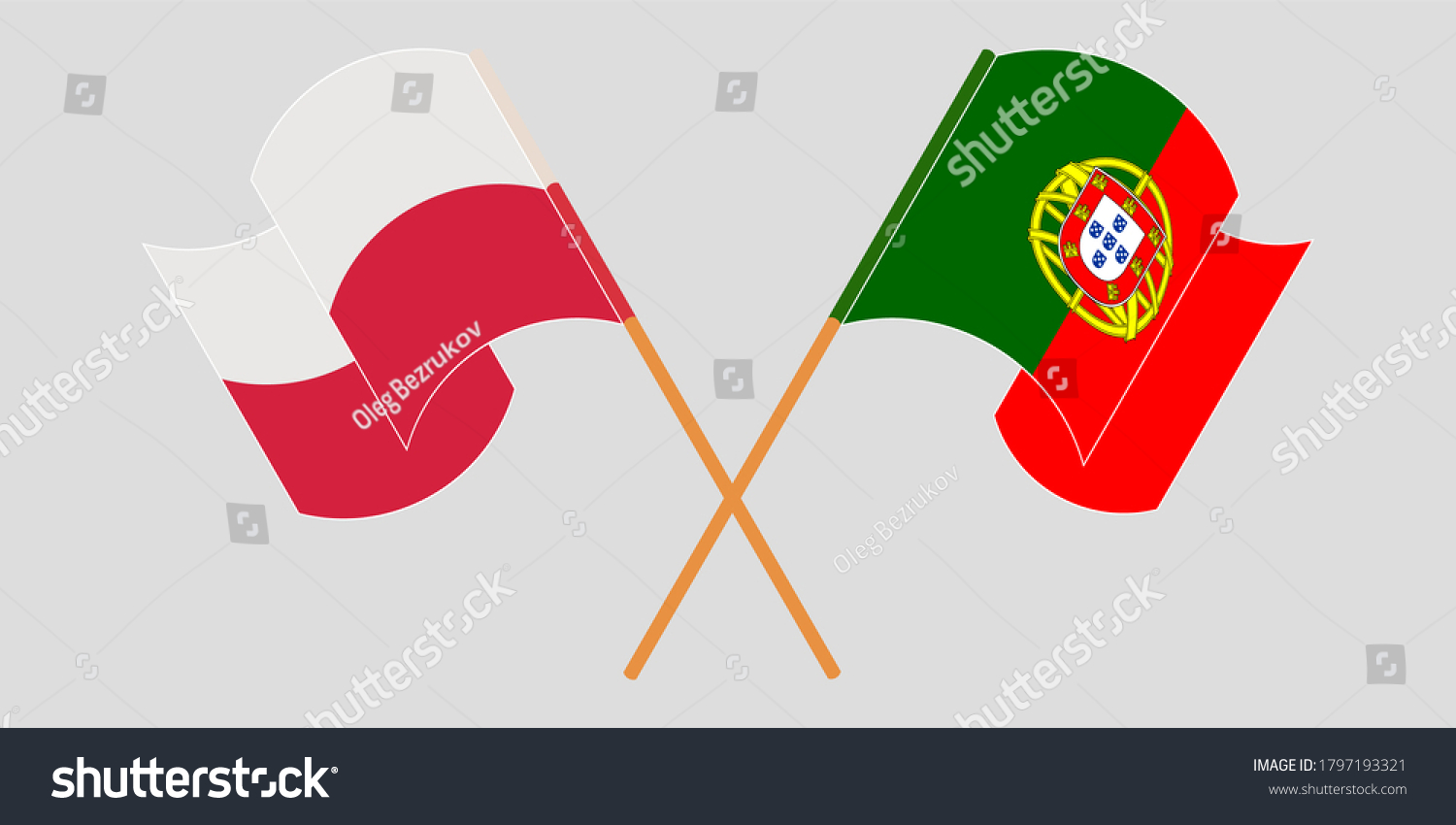 Crossed and waving flags of Poland and Portugal - Royalty Free Stock ...