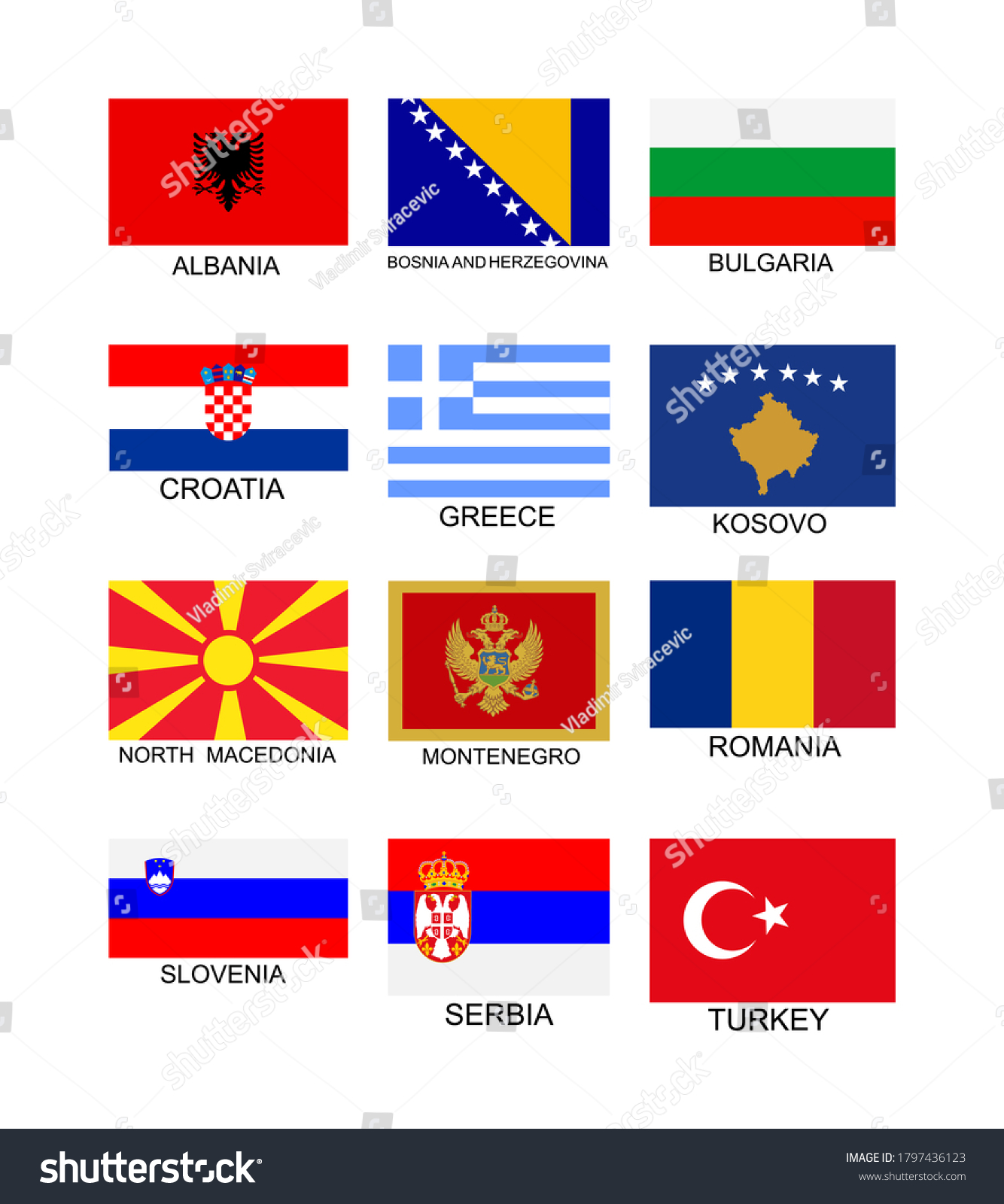 Balkan states flag collection vector - Royalty Free Stock Vector ...