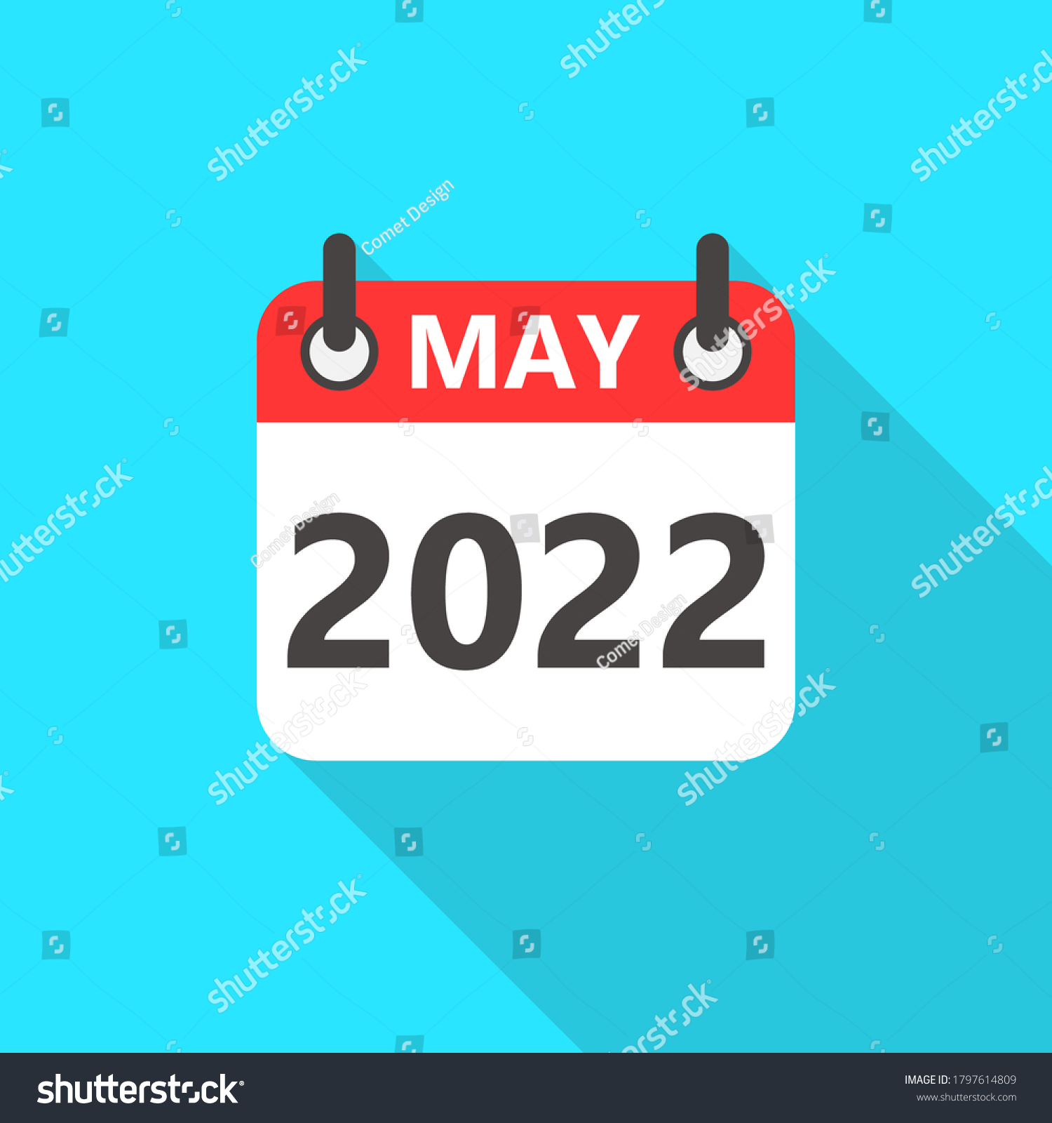 May 2022 Calendar Flat Style Icon Long Shadow Royalty Free Stock