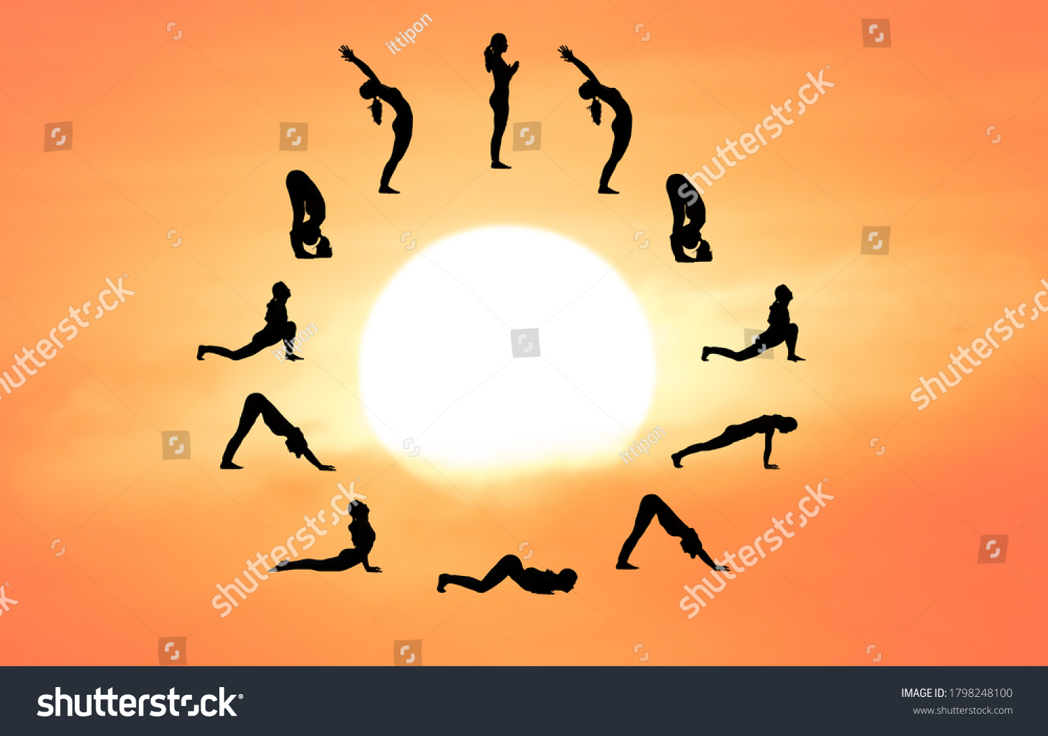 sun salutation or surya namaskara,yoga posture #1798248100