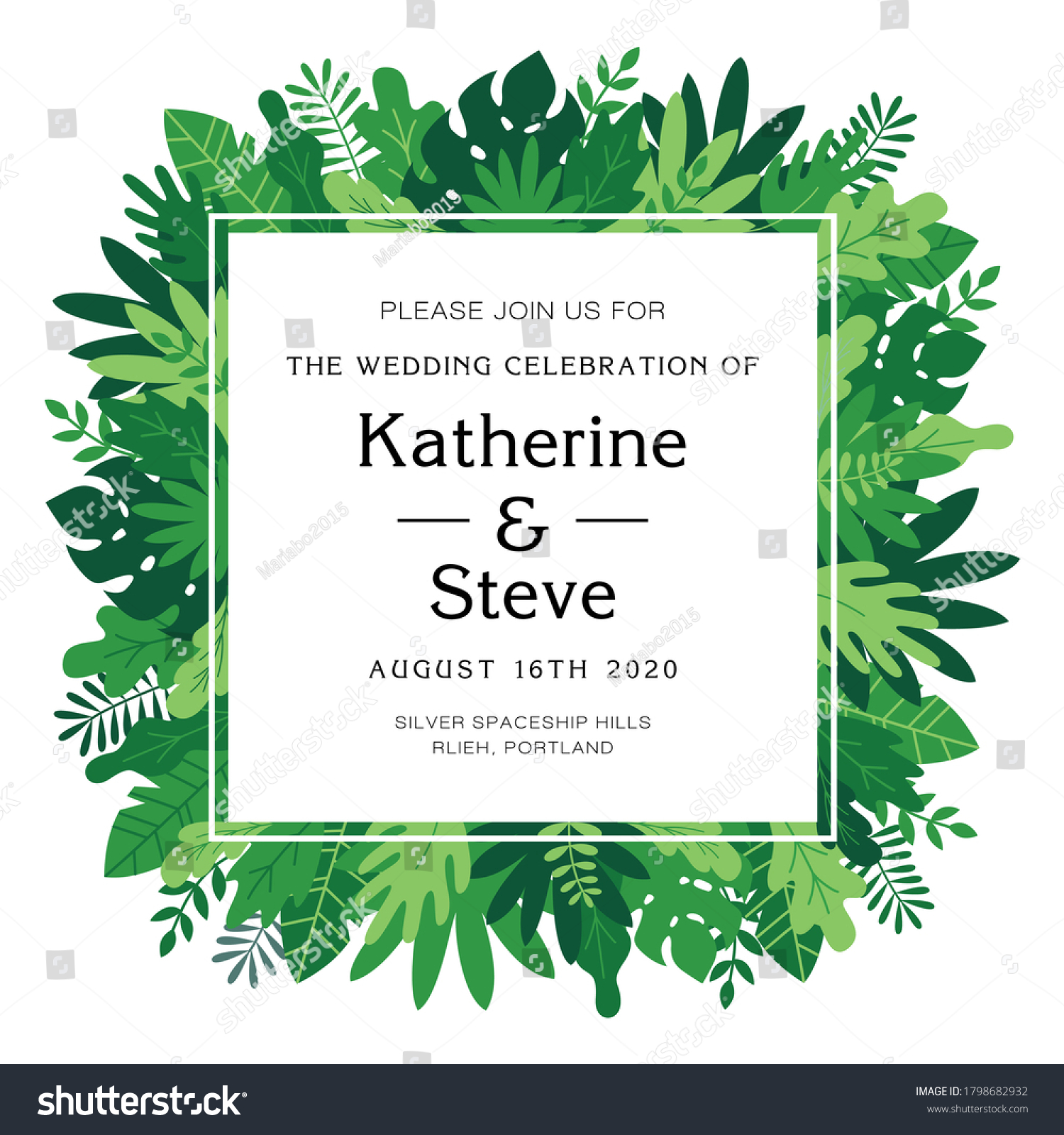 Invitation tropical leaves, plants and herbs - Royalty Free Stock ...