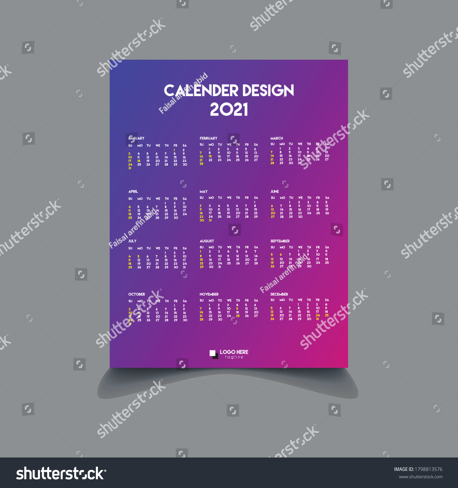 Calendar 2021 Design Imagesphoto And Vector Royalty Free Stock Vector