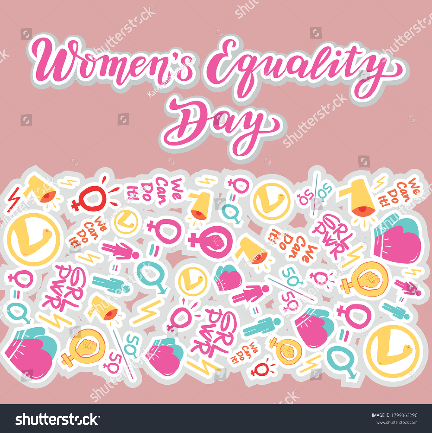 Womens Equality Day Lettering Text Calligraphy Royalty Free Stock 