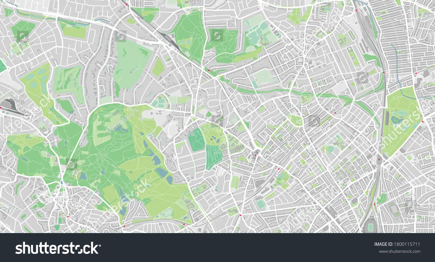 Highly detailed map of Hampstead Heath, London, - Royalty Free Stock ...