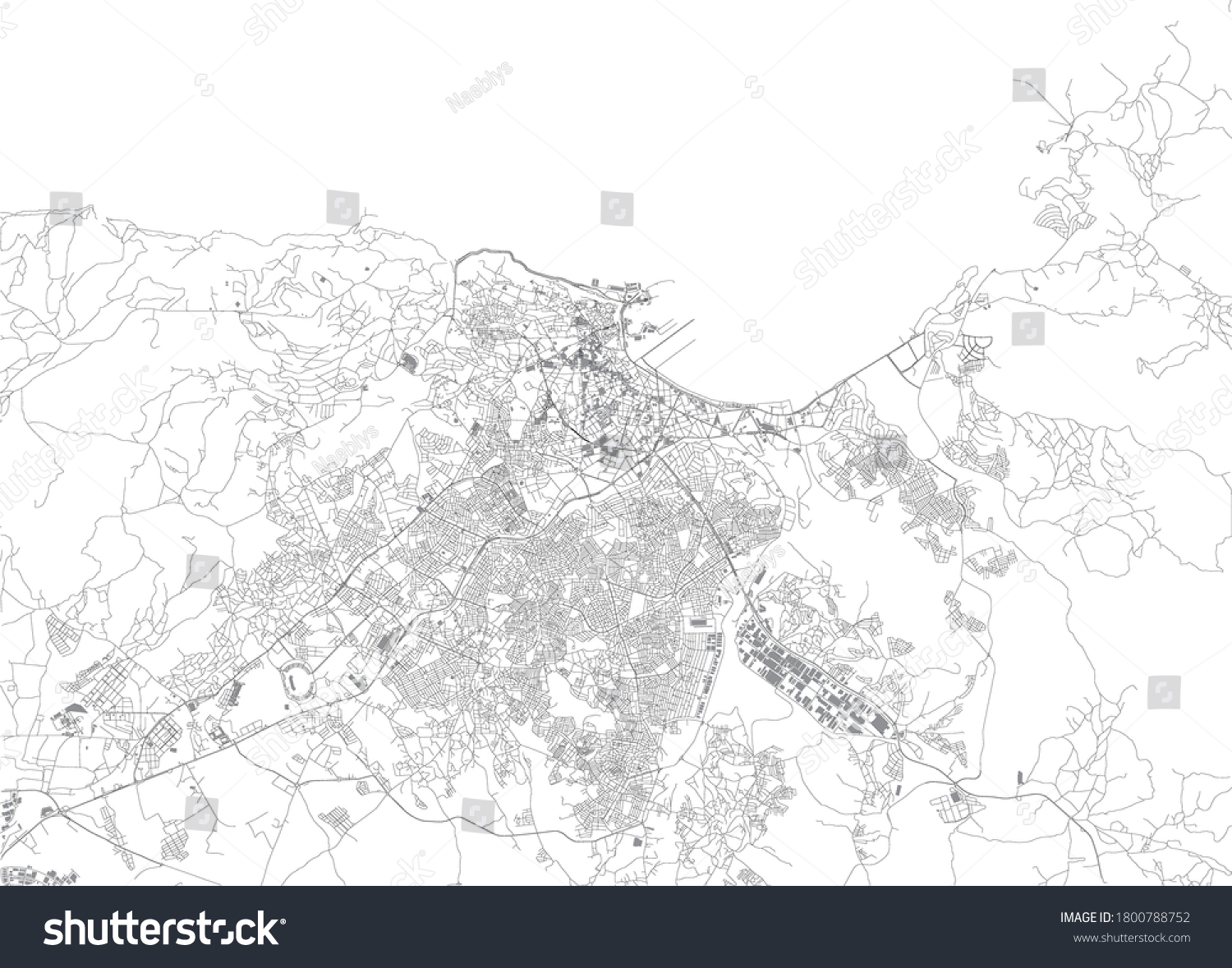 Map Of Tangier Satellite View City Morocco Royalty Free Stock   Avopix 1800788752 