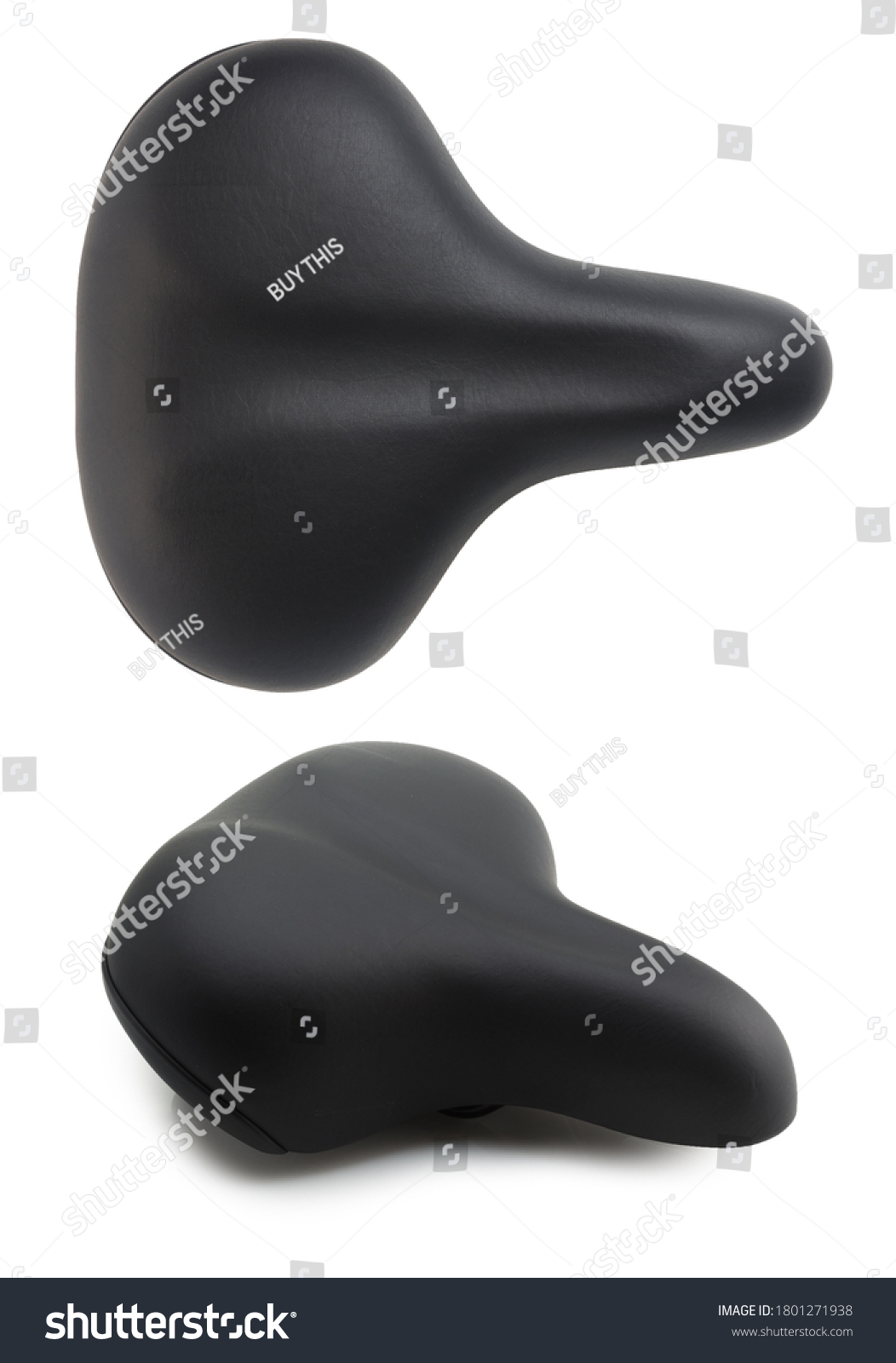 Bicycle seat in two angles. Top view and side view. Isolated on white background. #1801271938