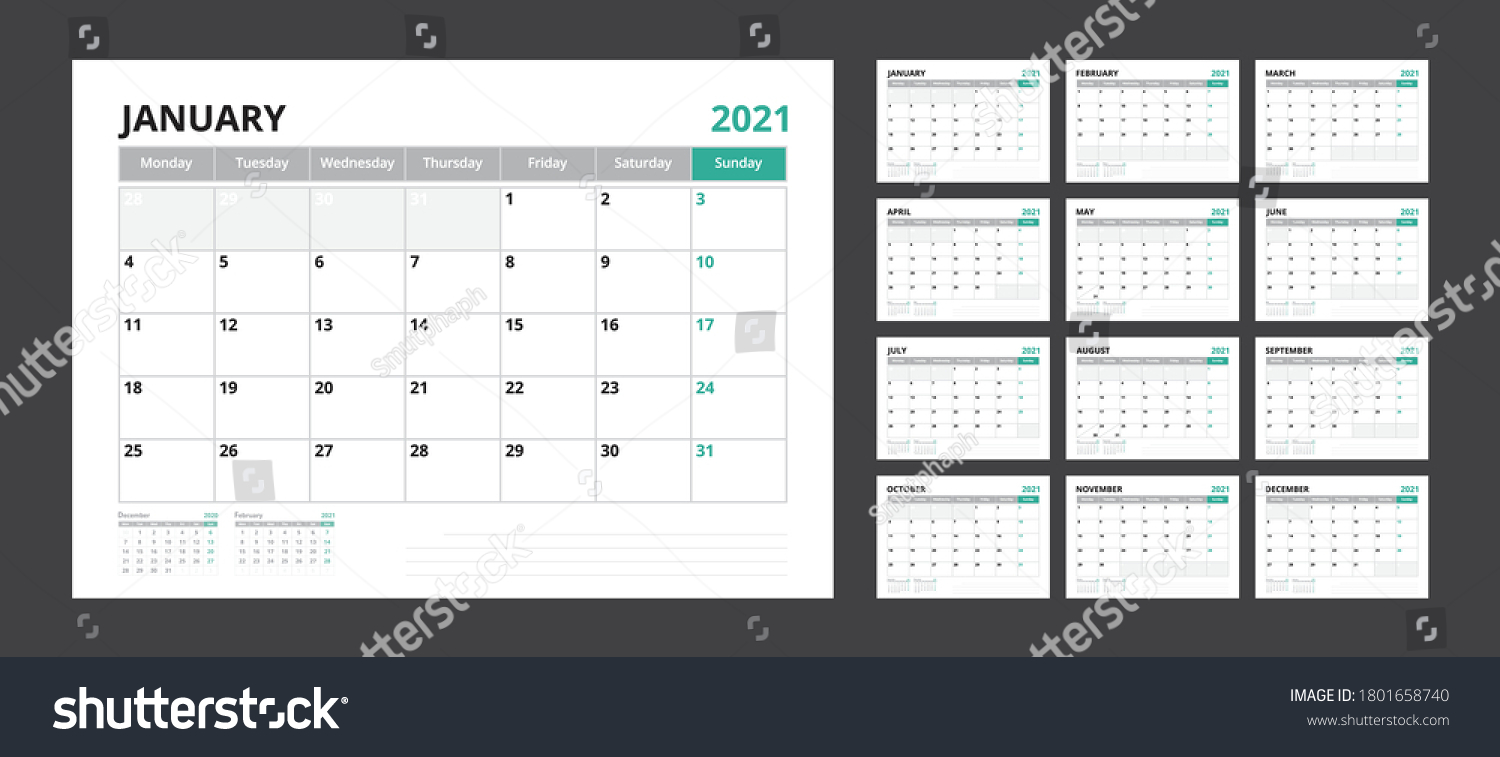 2021 calendar planner set for template corporate - Royalty Free Stock ...