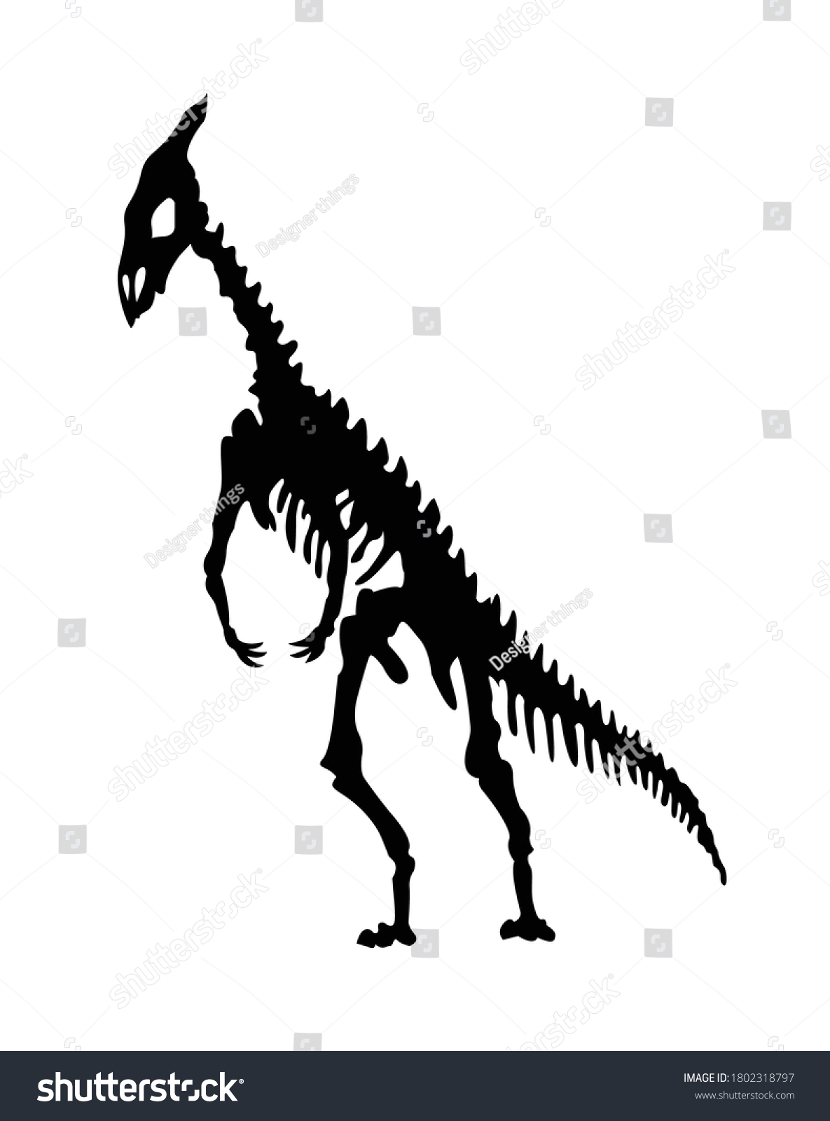 Vector silhouette of dinosaurs skeleton. Hand - Royalty Free Stock ...