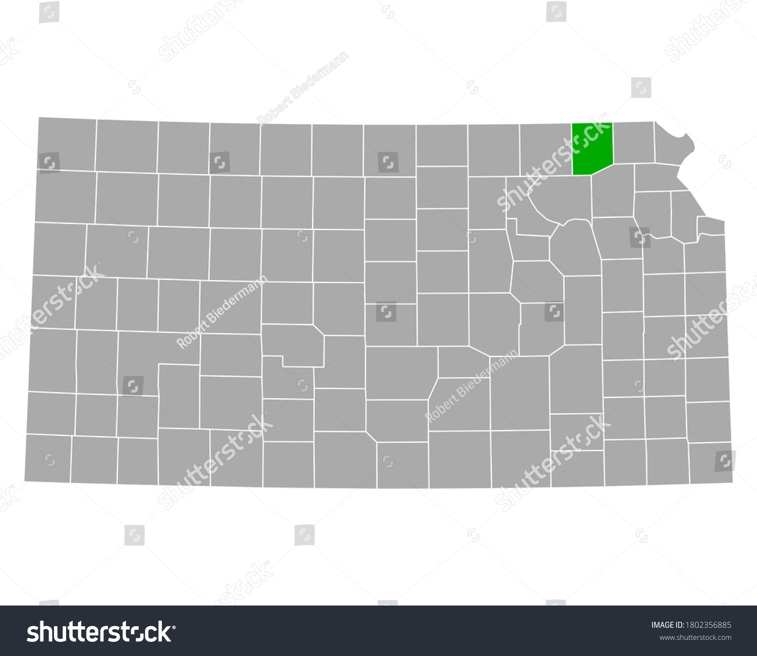 Map of Nemaha in Kansas on white - Royalty Free Stock Vector 1802356885 ...