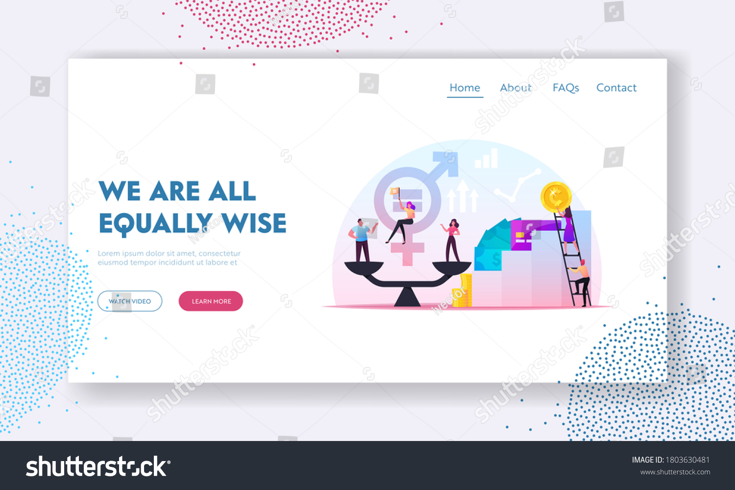 Gender Equality Landing Page Template Business Royalty Free Stock Vector 1803630481