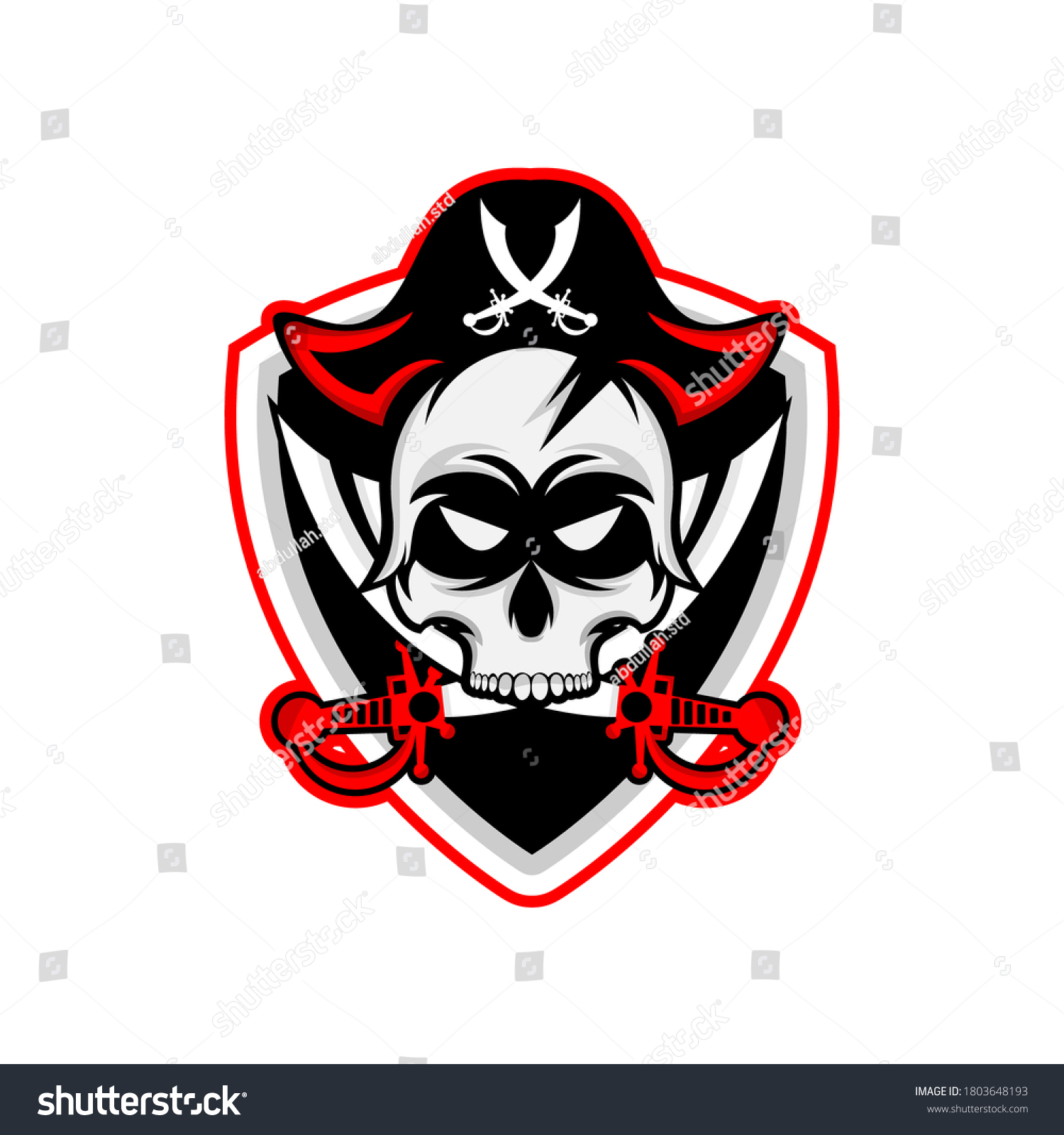 pirate logo with two swords - Royalty Free Stock Vector 1803648193 ...