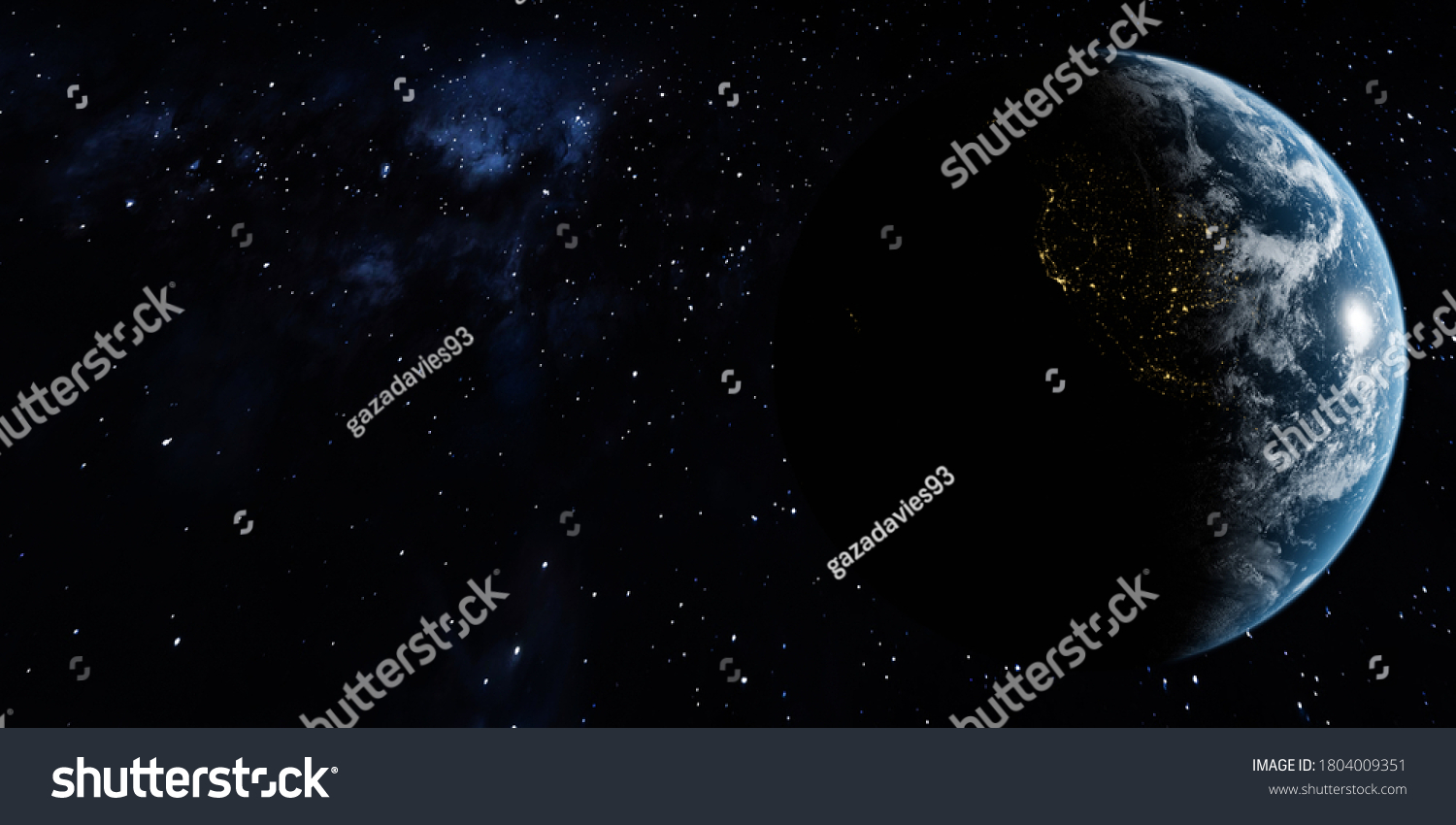 Earth globe on the galaxy background. Elements of this image furnished by NASA. Space art. Astronomy and science concept. Earth Hour and Earth Day event theme #1804009351