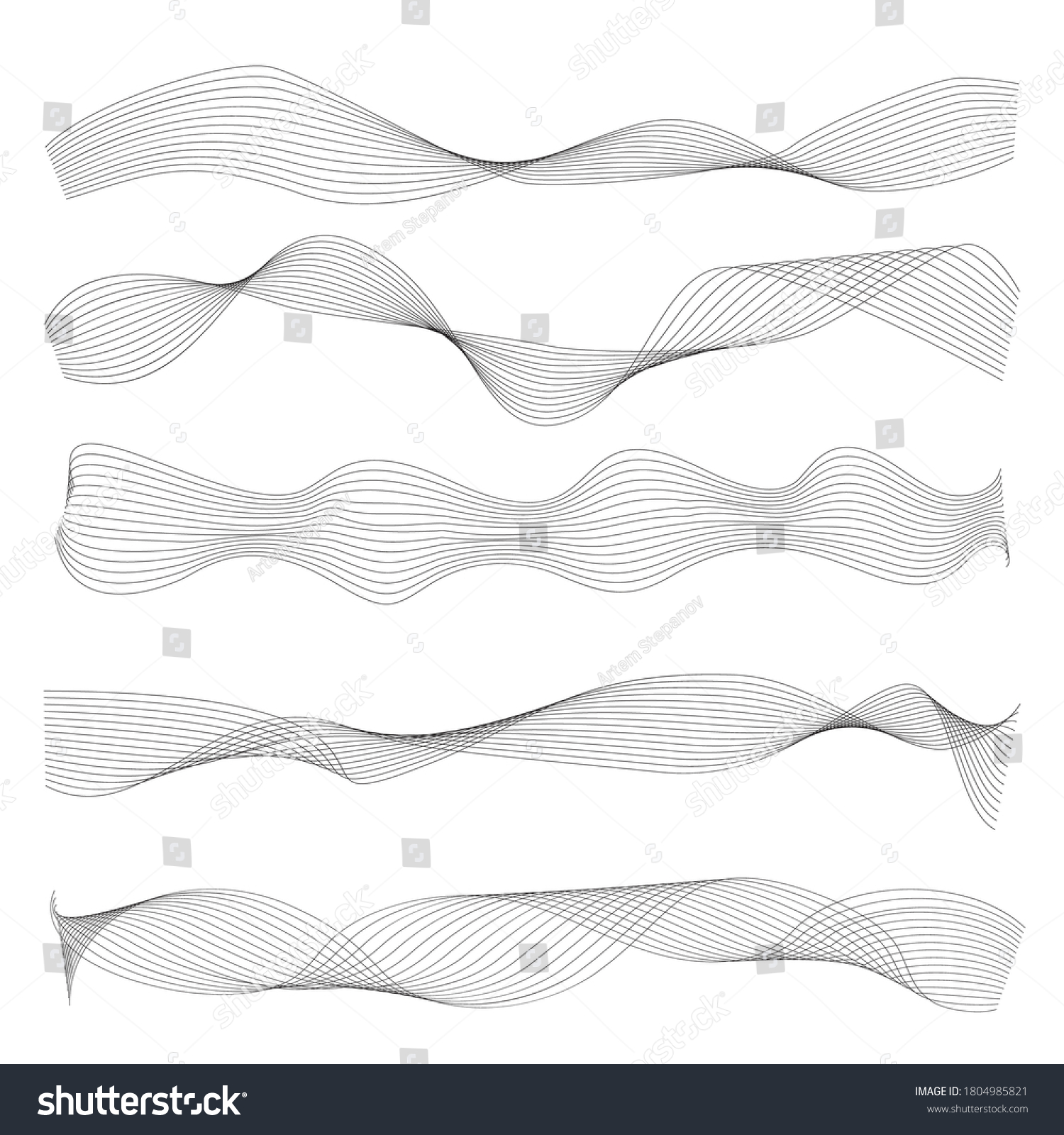 Set of wave borders. Wavy lines, symbols, - Royalty Free Stock Vector ...