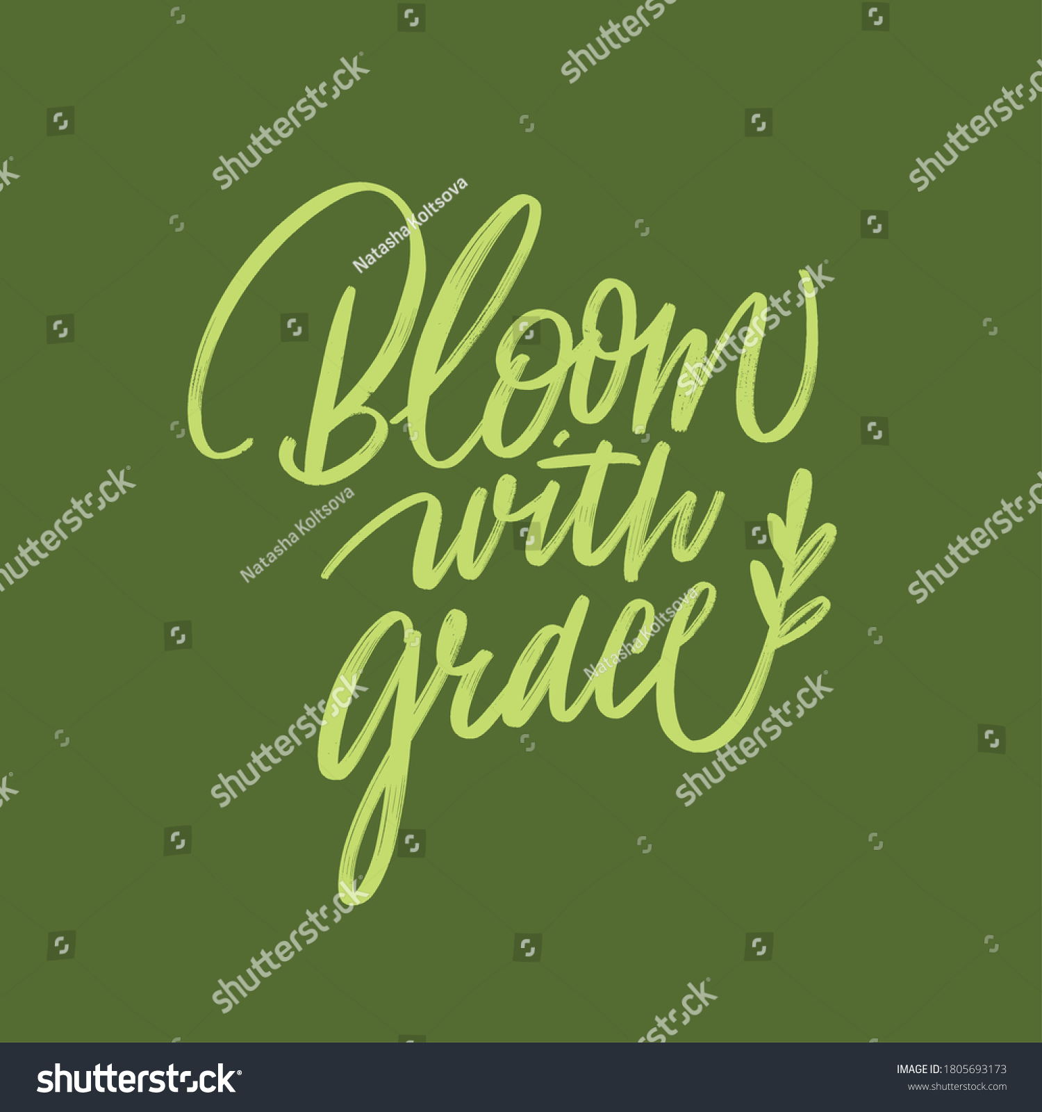 Bloom With Grace Phrase Hand Drawn Illustration Royalty Free Stock