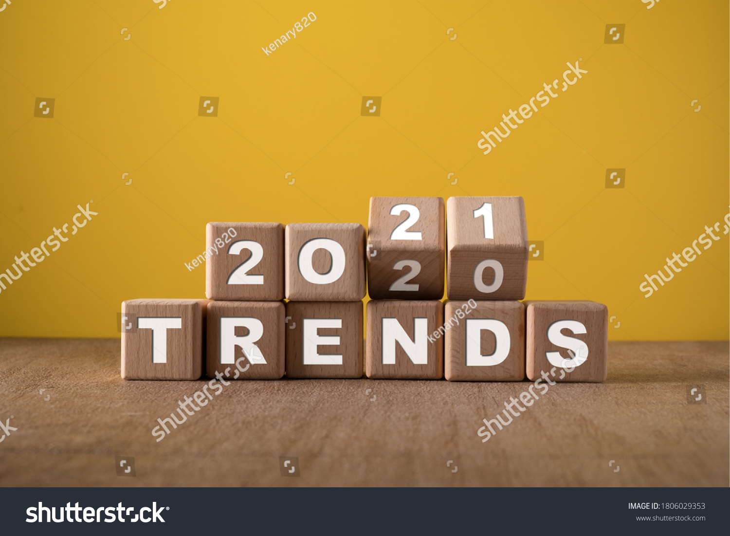 2021 trends, wooden block with text. #1806029353