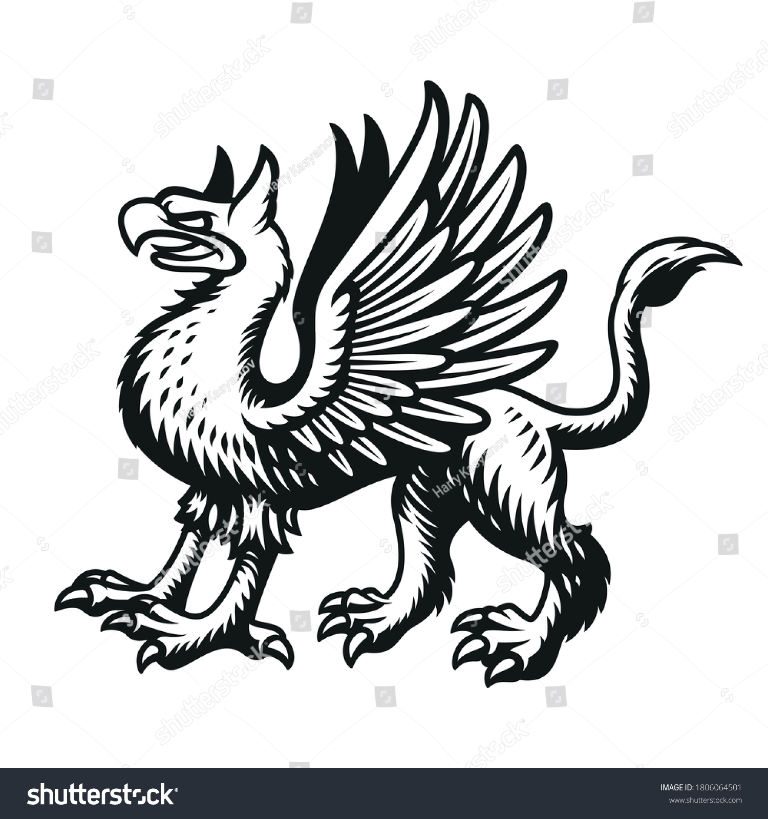 A vector illustration of a griffin isolated on - Royalty Free Stock ...