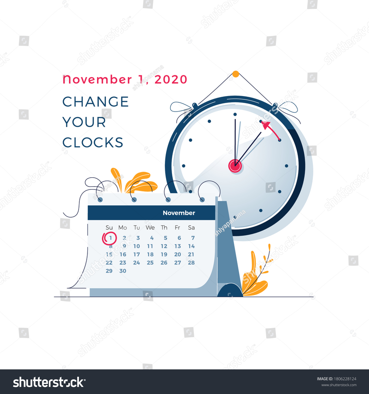 Daylight Saving Time ends concept. Calendar with Royalty Free Stock