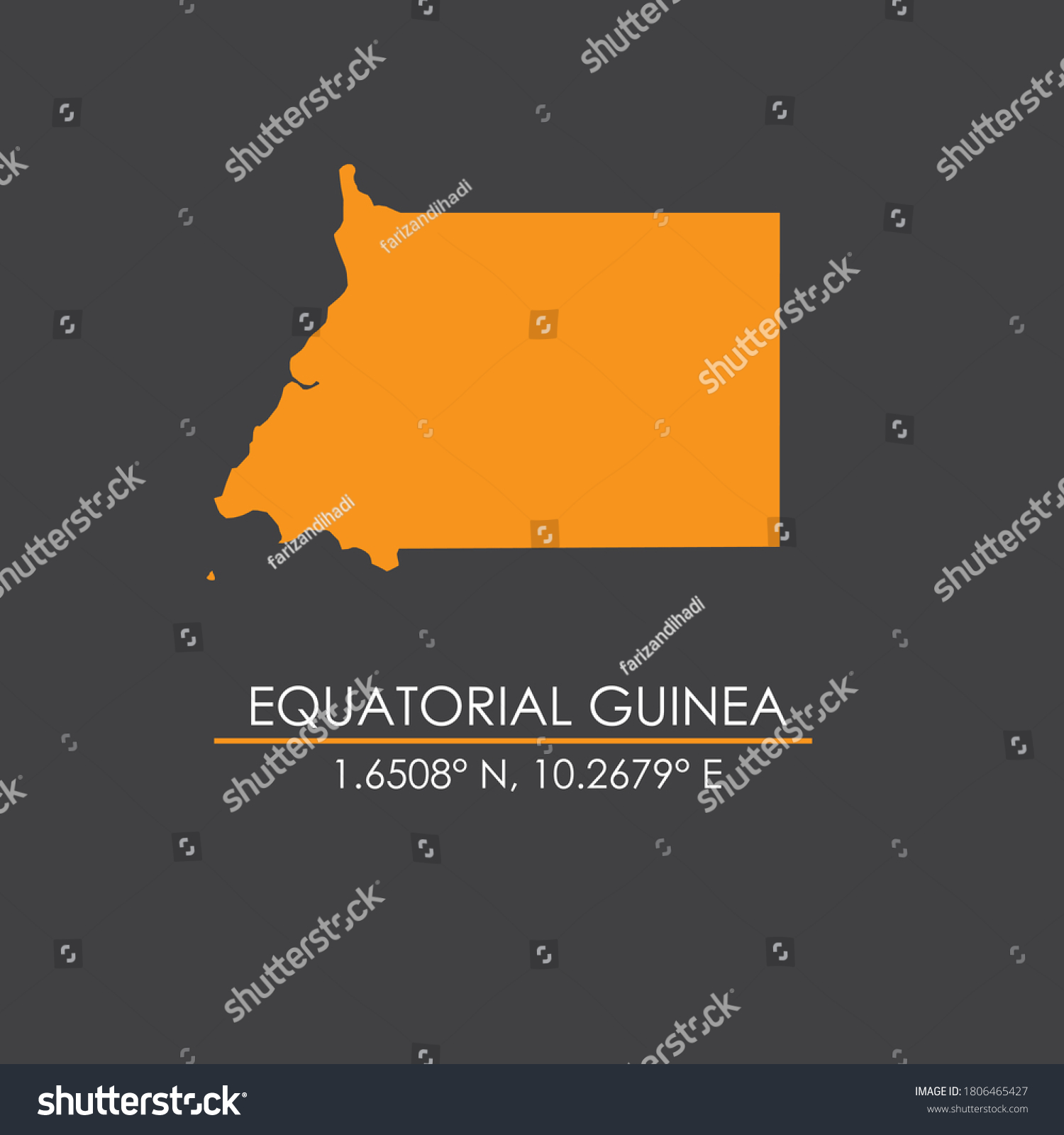 Equatorial Guinea map vector with coordinate - Royalty Free Stock ...