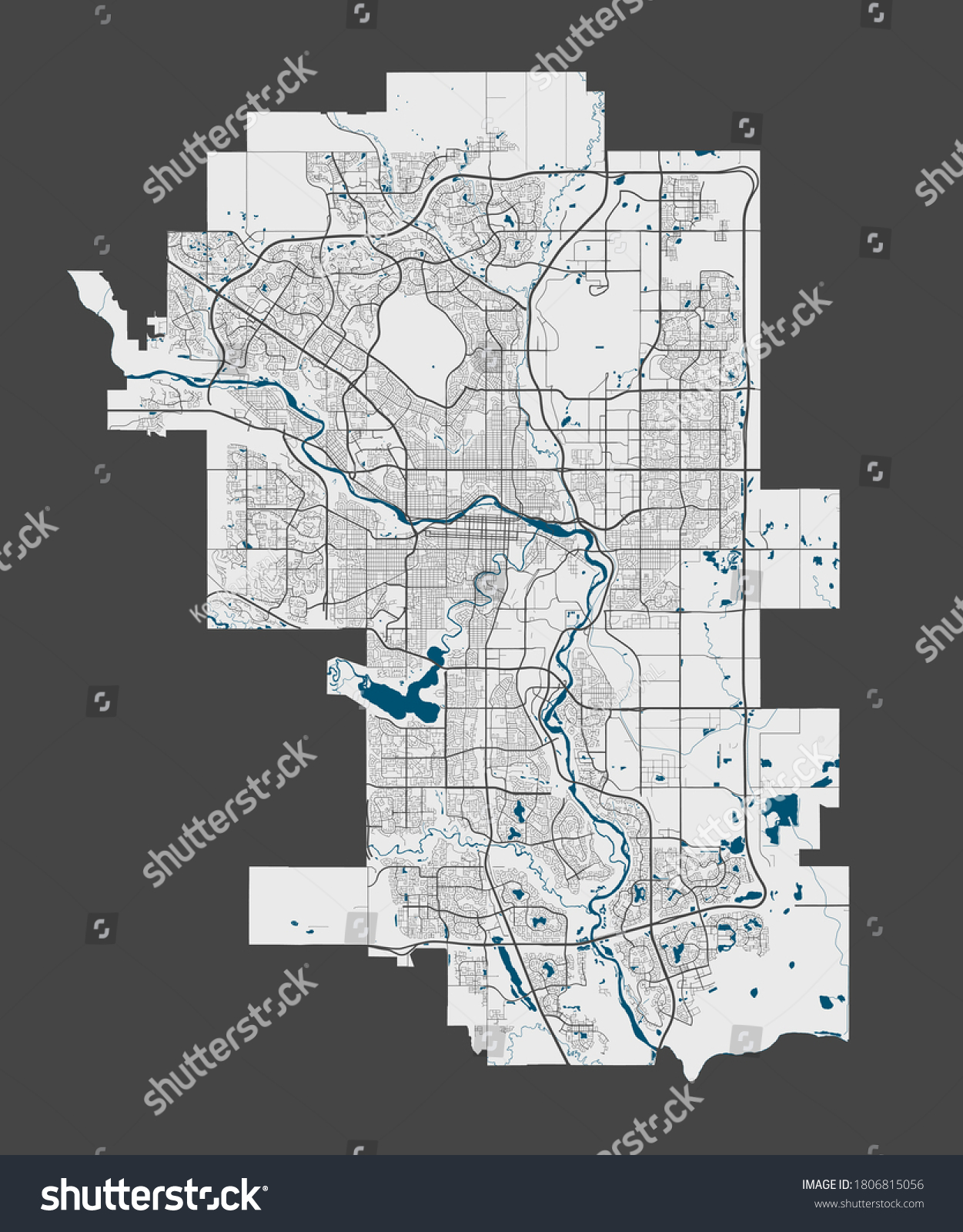 Calgary map. Detailed map of Calgary city Royalty Free Stock Vector