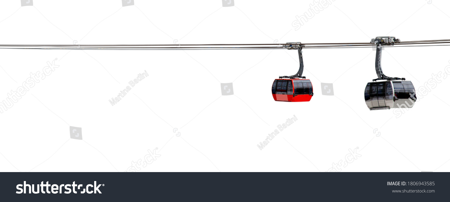 Mountain cableway isolated on white background #1806943585