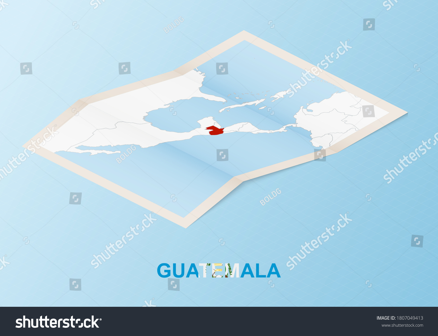 Folded Paper Map Of Guatemala With Neighboring Royalty Free Stock   Avopix 1807049413 