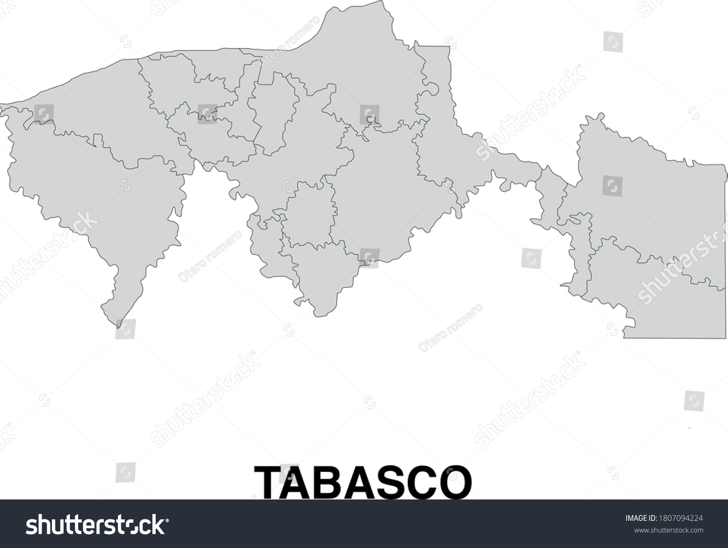 Vector Map Of Tabasco Mexico Divided Into Royalty Free Stock Vector 1807094224 3425