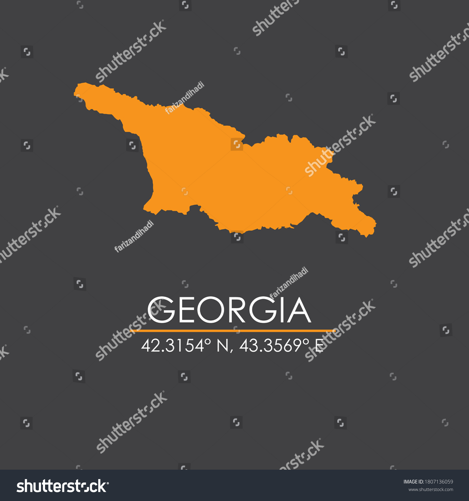 Georgia Map Vector With Coordinates Isolated In Royalty Free Stock Vector 1807136059 7089