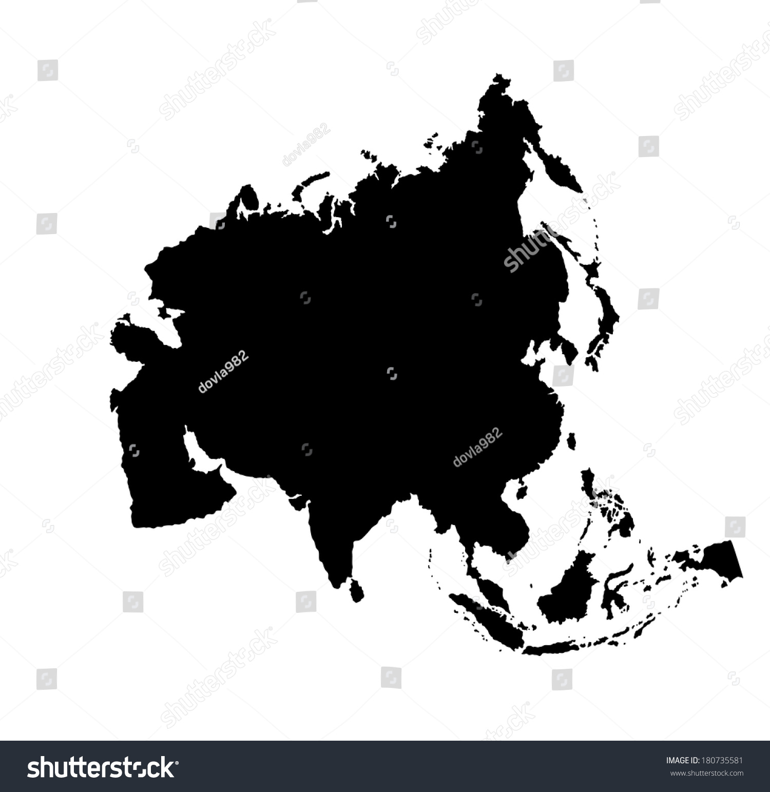 Asia vector map silhouette isolated on white background. #180735581