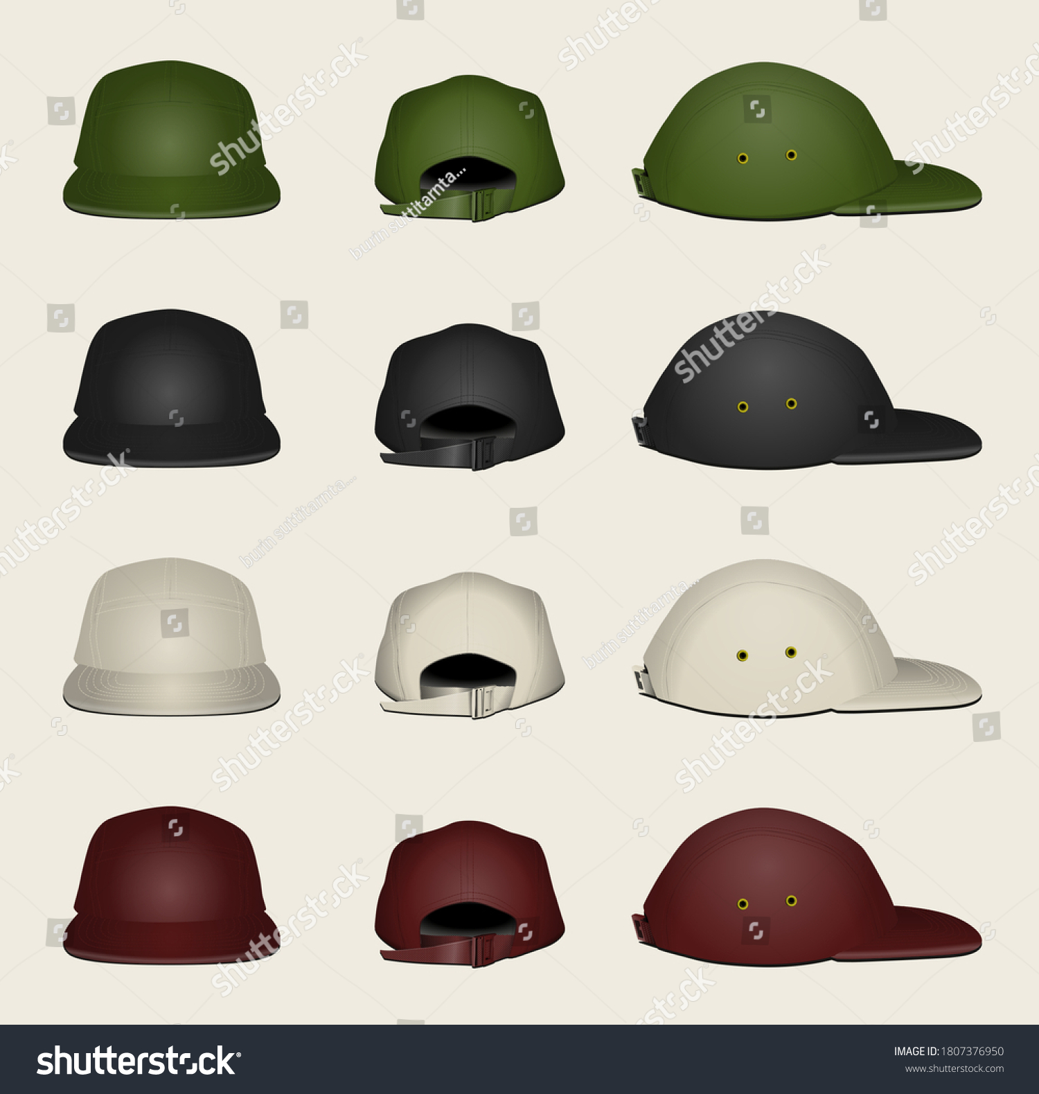 5 panel cap mockup, 5 panel hat mockup, cap, hat - Royalty Free Stock