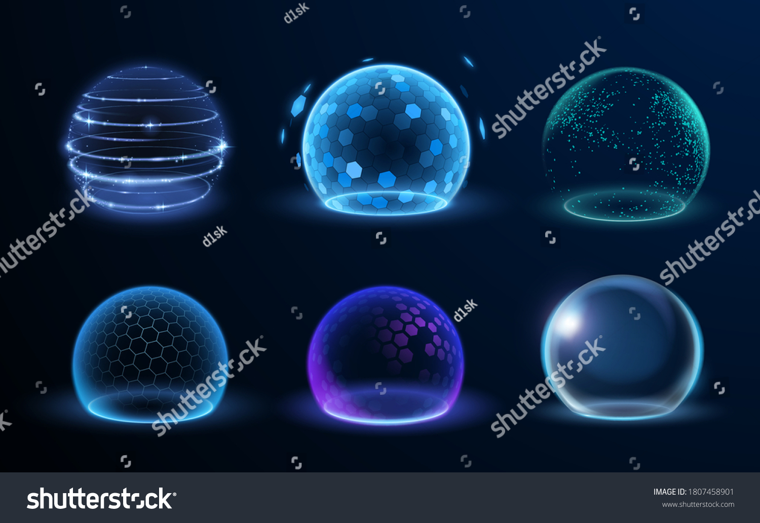 Different energy protection spheres set #1807458901