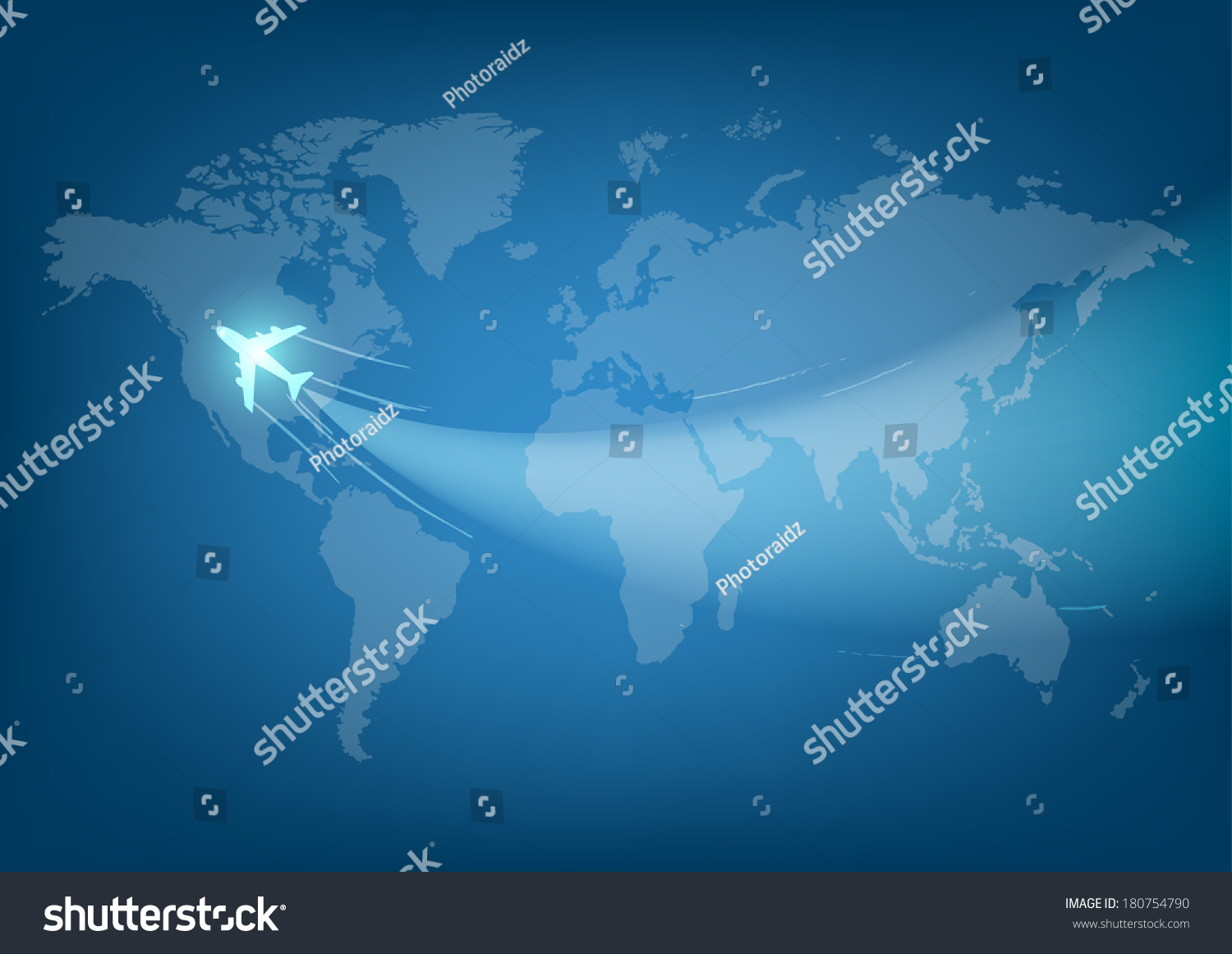 Vector World Travel Map With Airplanes Royalty Free Stock Vector