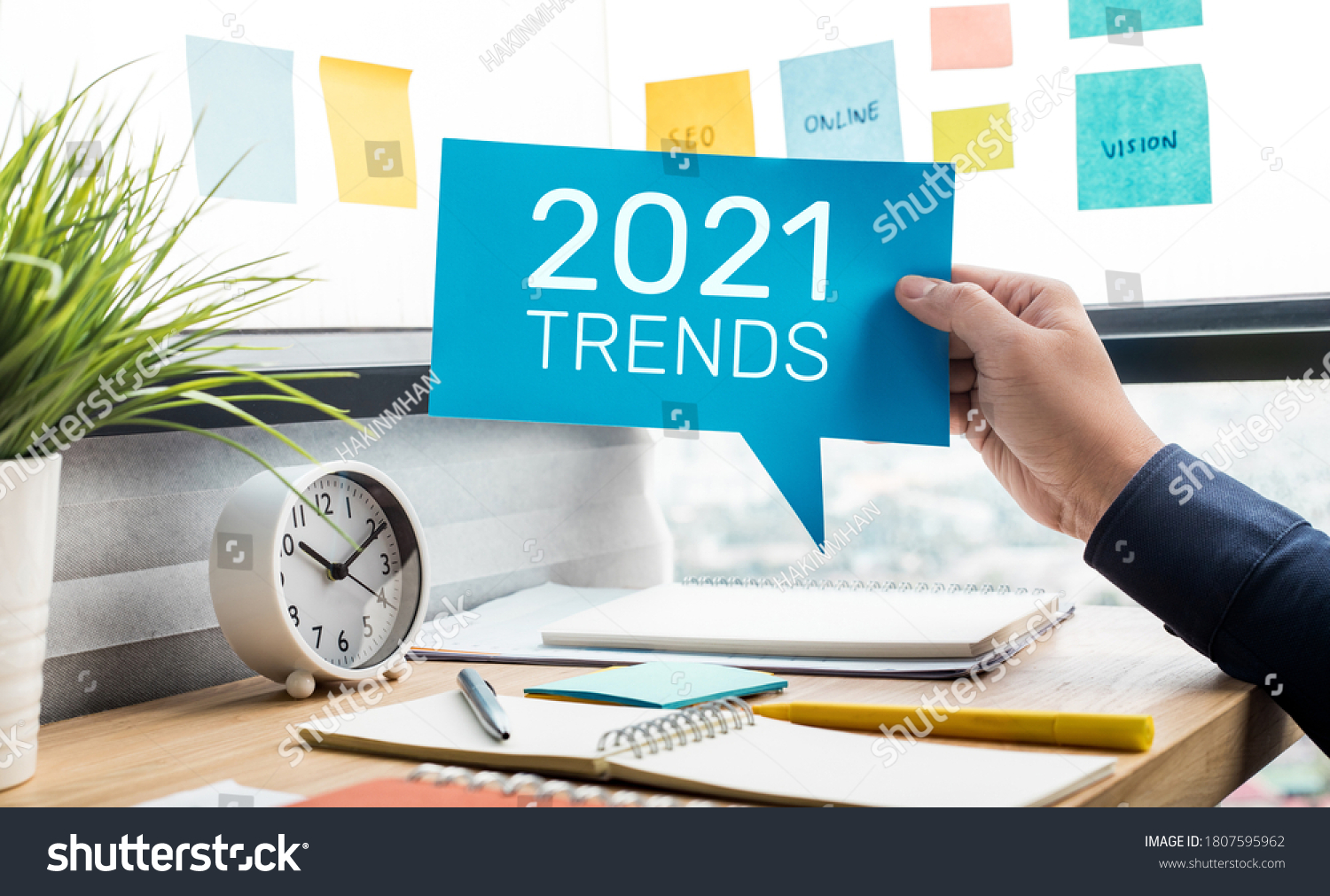 Trends of 2021 concepts with text and business person.creativity to success #1807595962