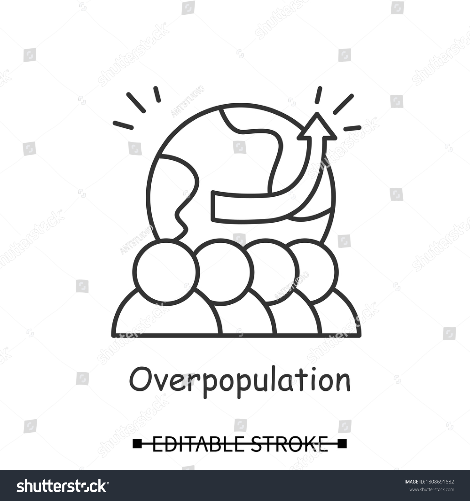 Overpopulation icon. People with Earth globe and - Royalty Free Stock ...