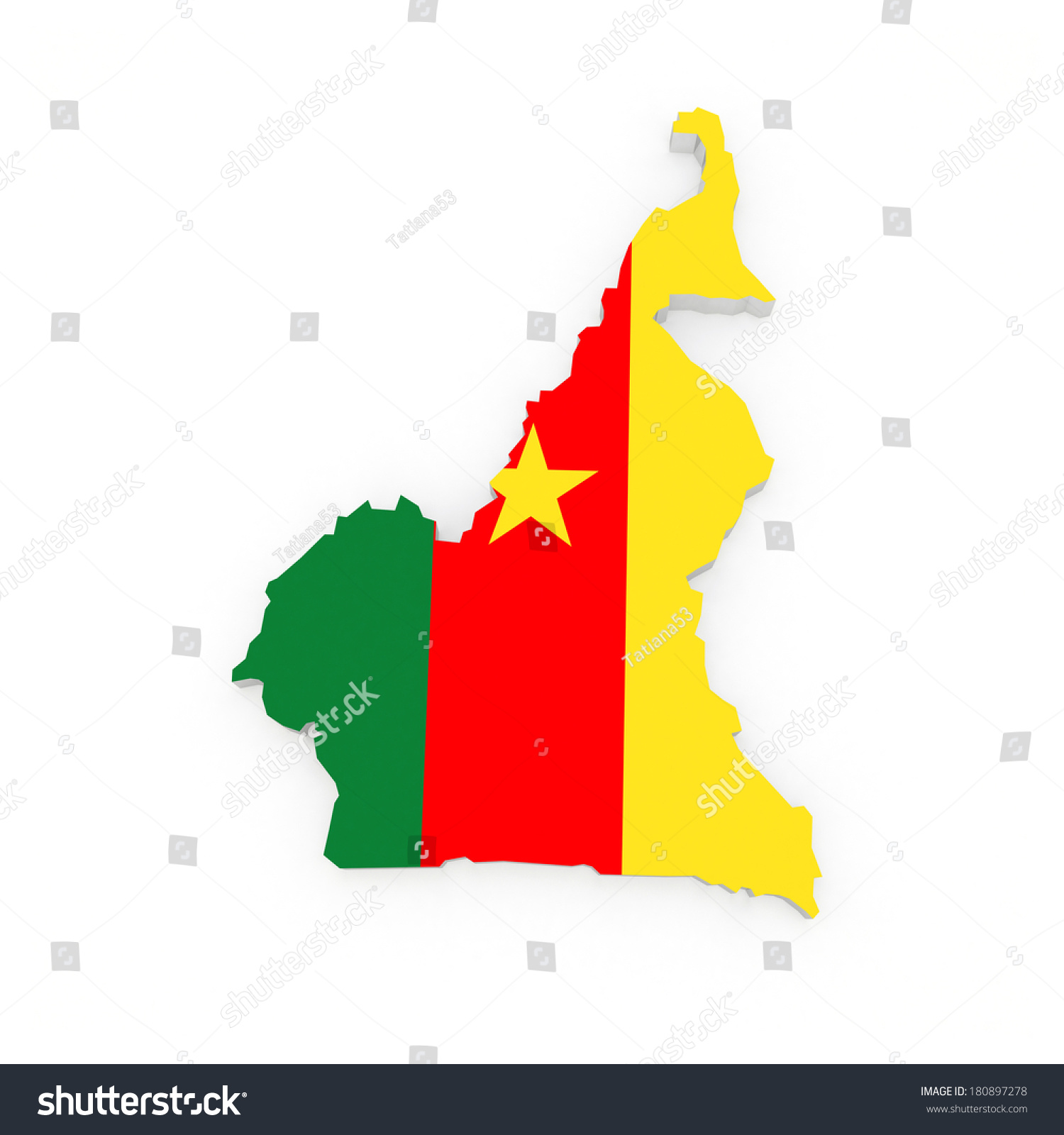 Map of Cameroon. 3d - Royalty Free Stock Photo 180897278 - Avopix.com