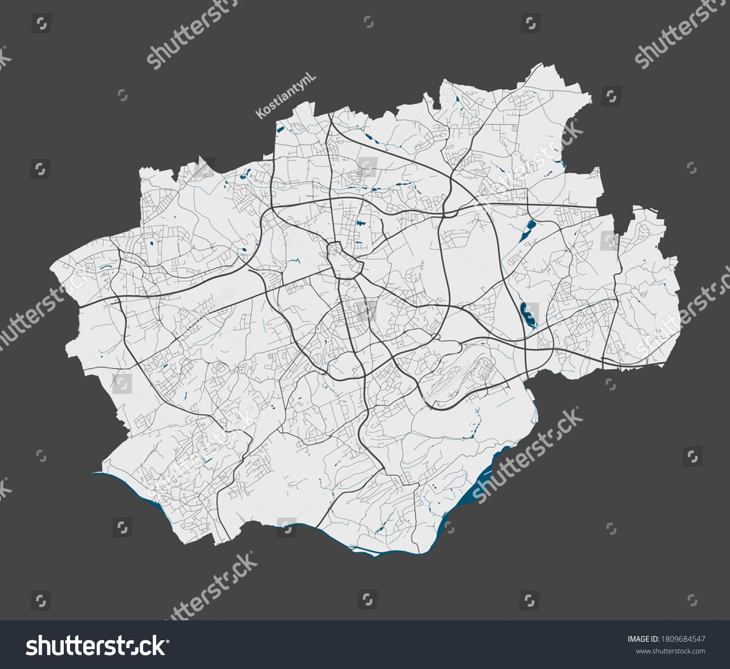 Bochum map. Detailed map of Bochum city - Royalty Free Stock Vector ...