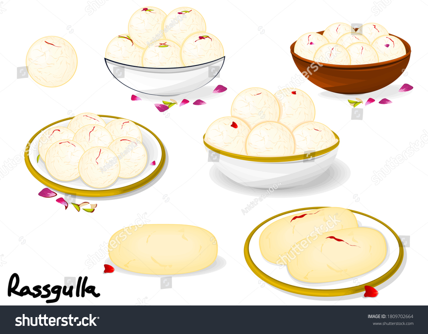 Rasgulla Bengali indian Sweet Dish Food Vector - Royalty Free Stock ...