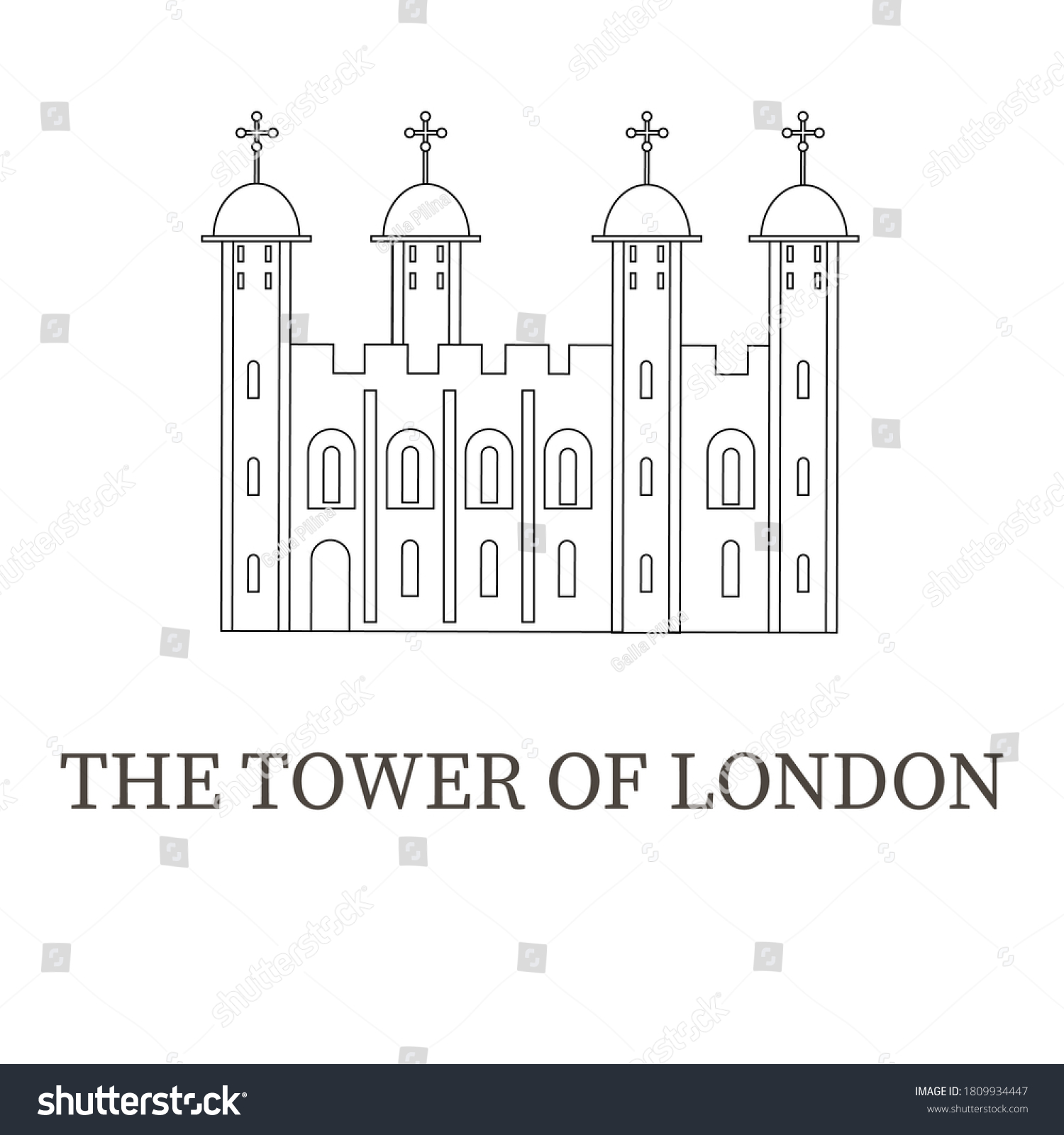 The tower of London outline. Coloring book. - Royalty Free Stock Vector ...