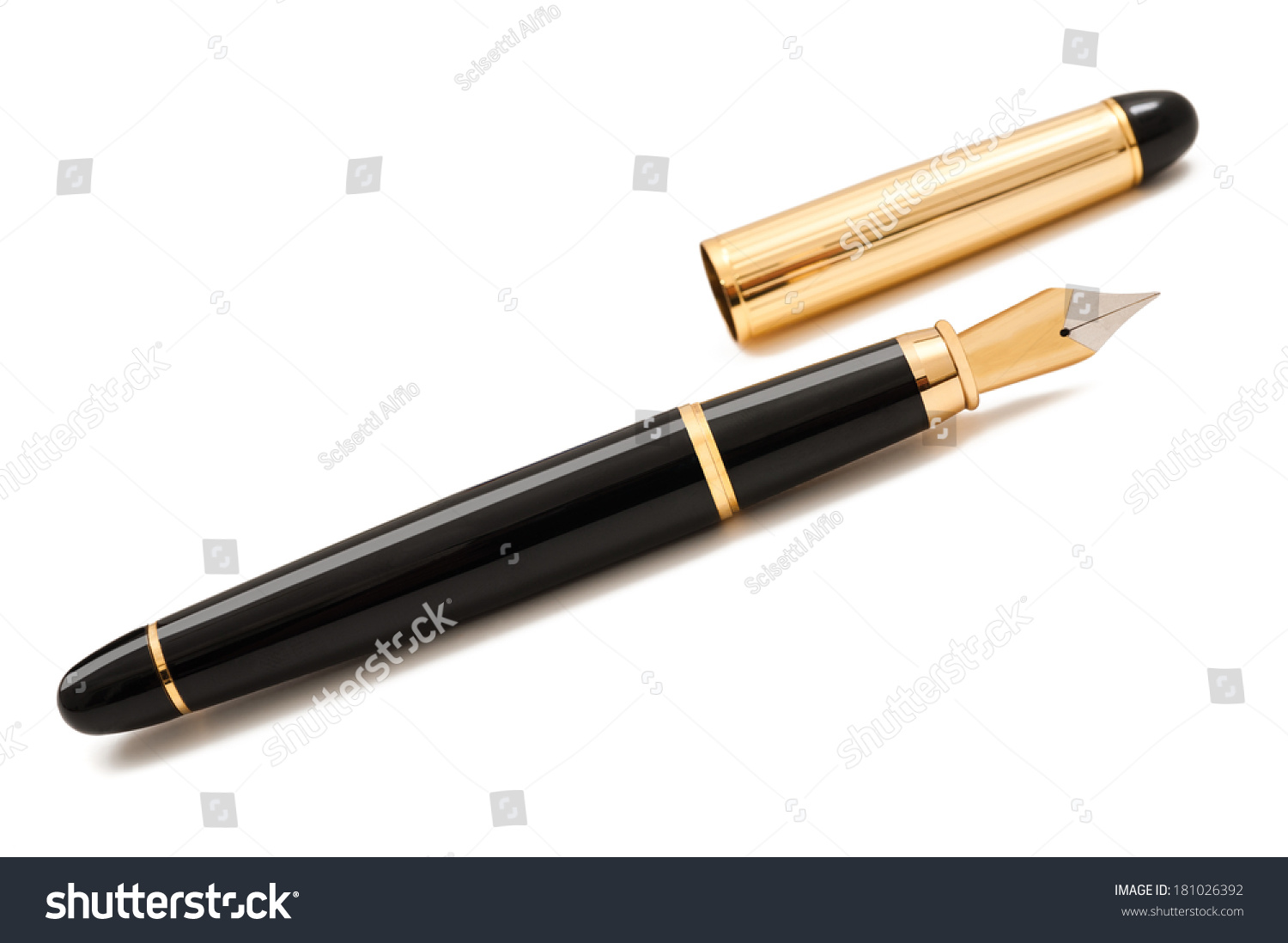Fountain pen with cap isolated on white #181026392