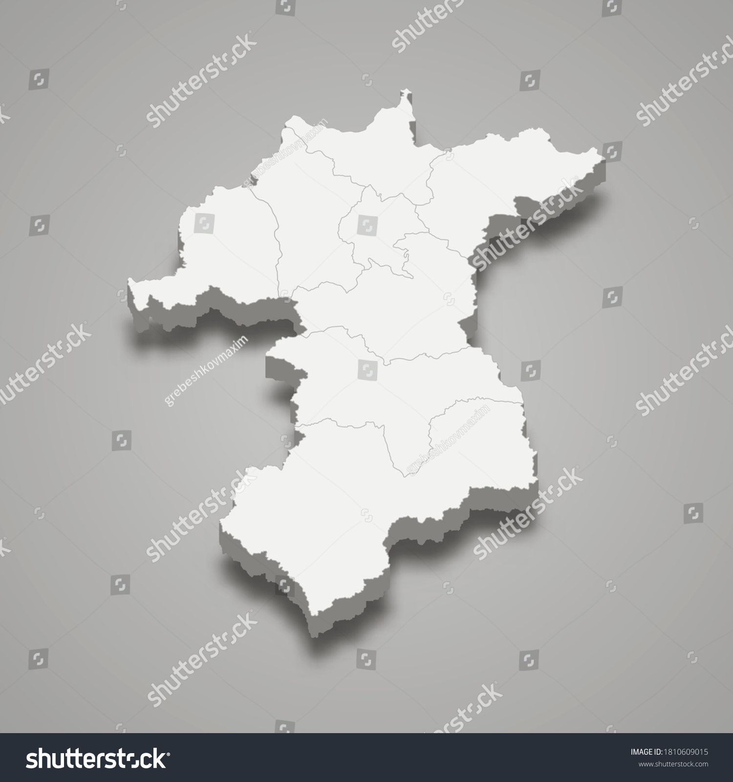 3d Map Of Yala Is A Province Of Thailand. Vector - Royalty Free Stock ...