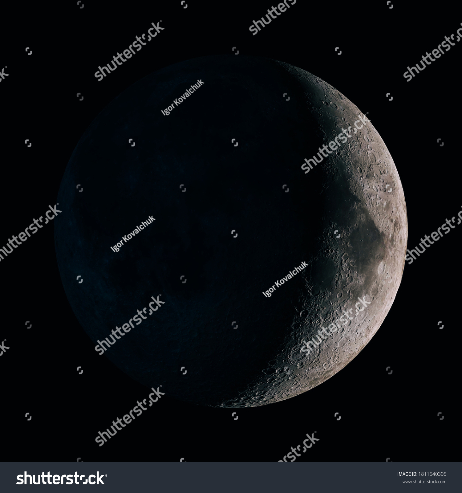 Half moon background. The Moon is an astronomical body that orbits planet Earth, permanent natural satellite. Elements of this image furnished by NASA #1811540305