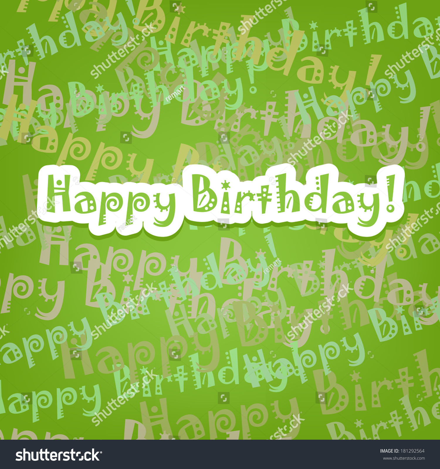 Happy birthday card with typo pattern on green #181292564