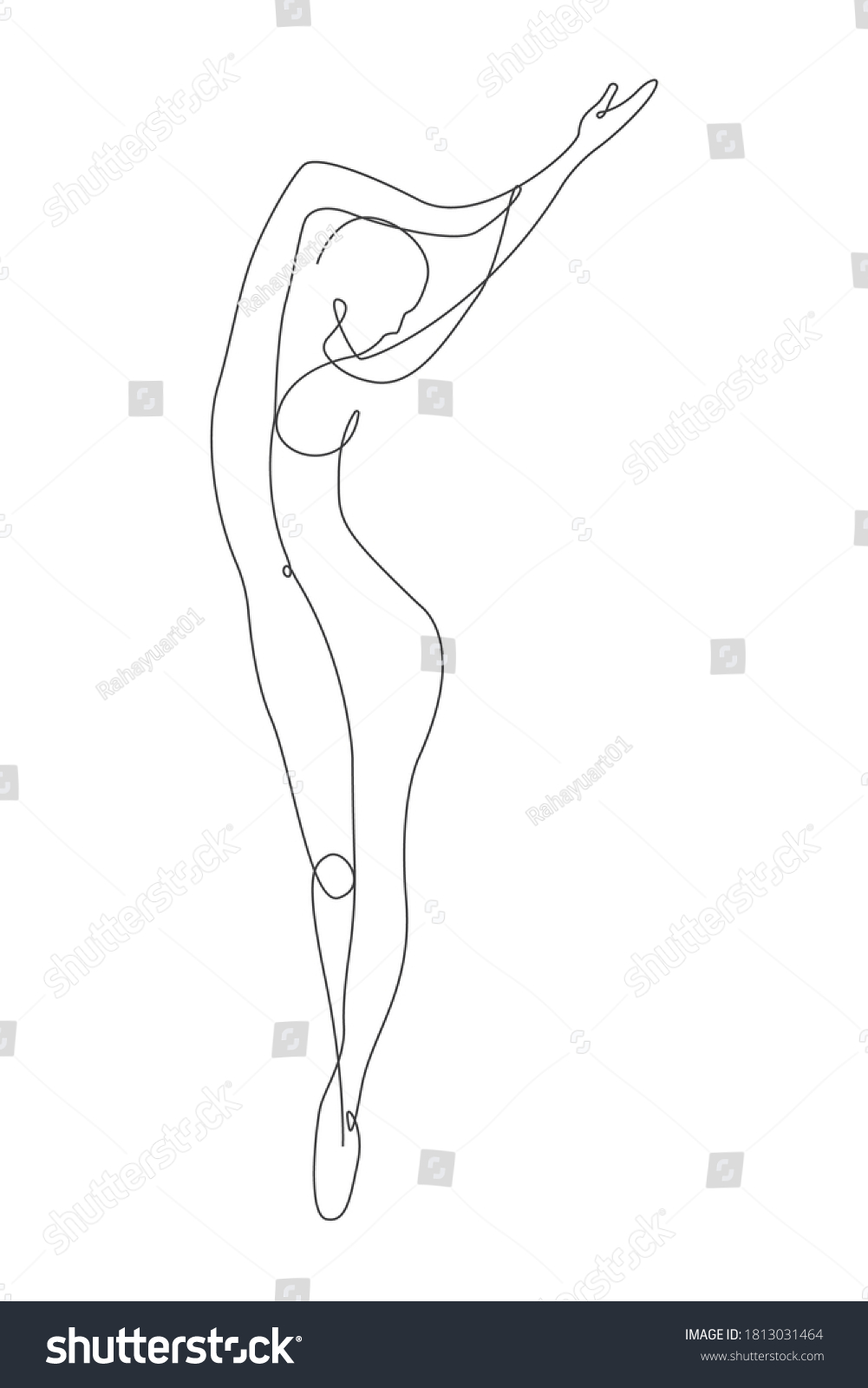 Female Figure Continuous Line Art Vector Royalty Free Stock Vector 1813031464