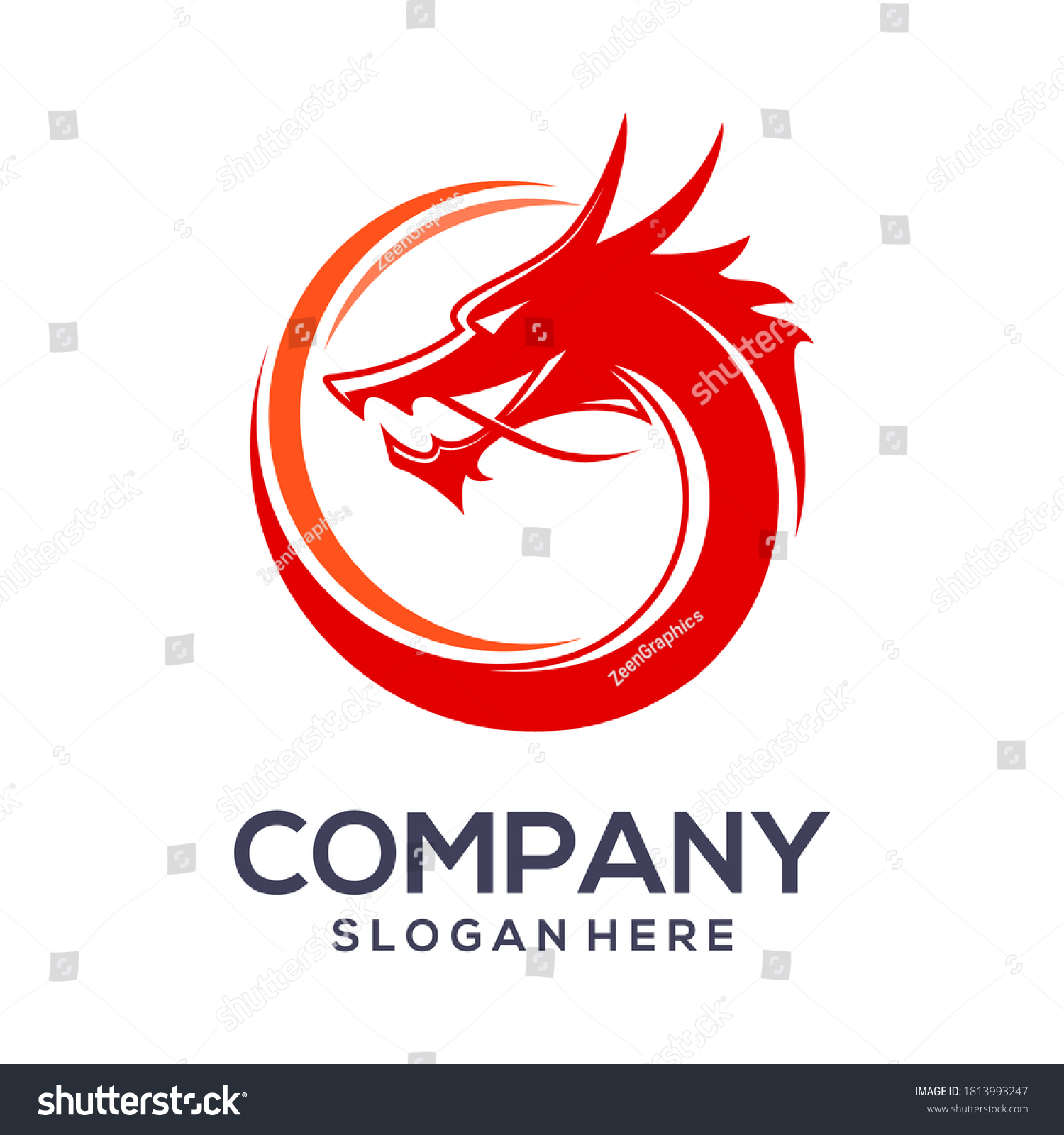 dragon head circle vector logo illustration,good - Royalty Free Stock ...