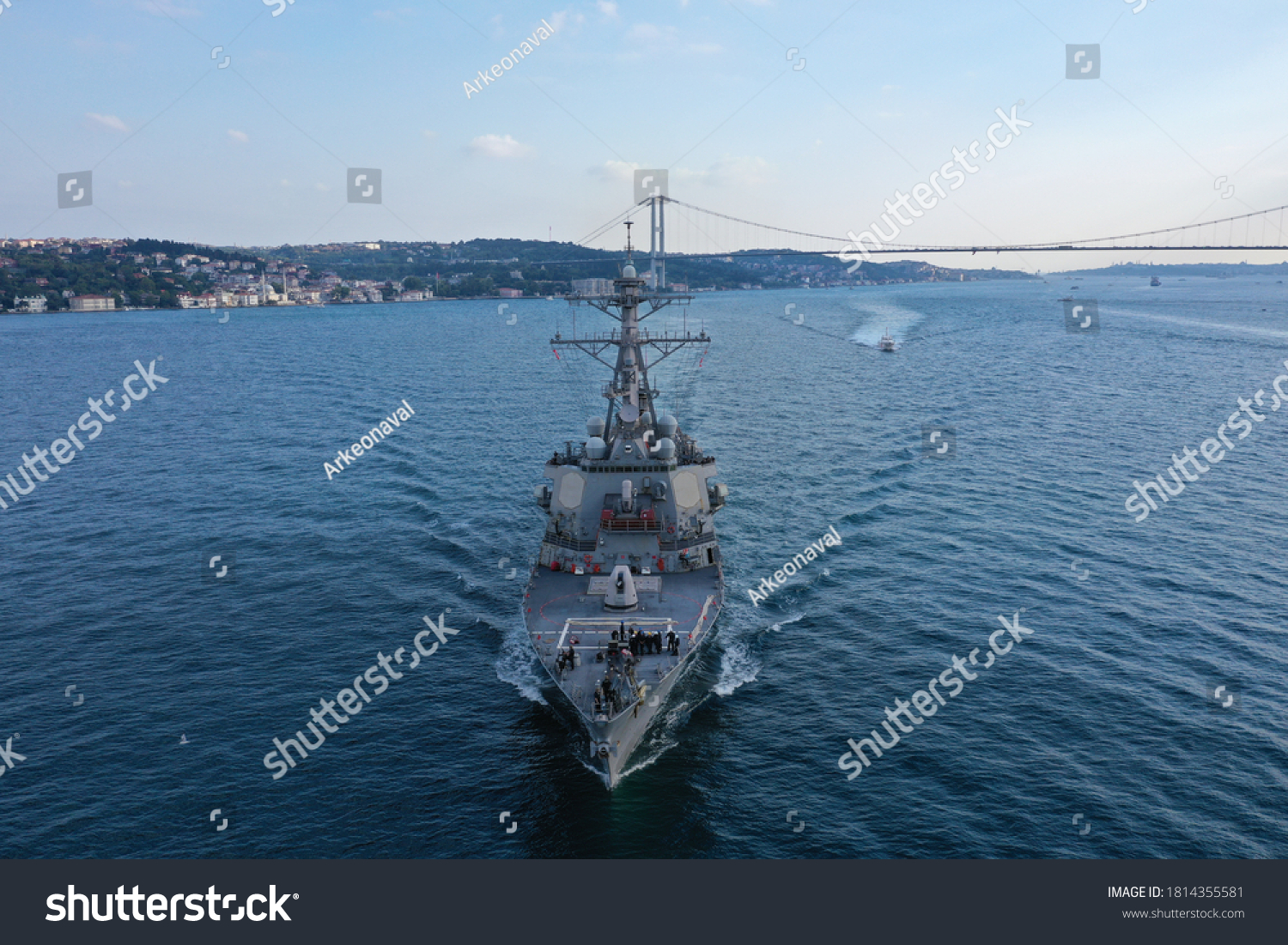 U.S. Navy Destroyer warship transits Istanbul Strait in Turkey #1814355581